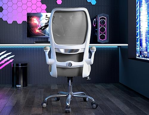 Miniatura 9 de TRALT Silla de oficina ergonómica, silla de escritorio con respaldo alto ondulado, silla de computadora con soporte lumbar ajustable, sillas de