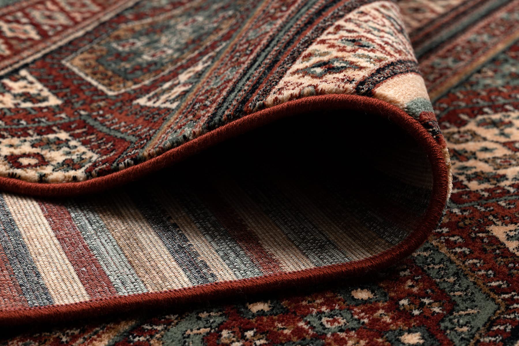 Tapis en laine KASHQAI ethnique, 100% Laine, Classique, bordeaux 135x200 cm