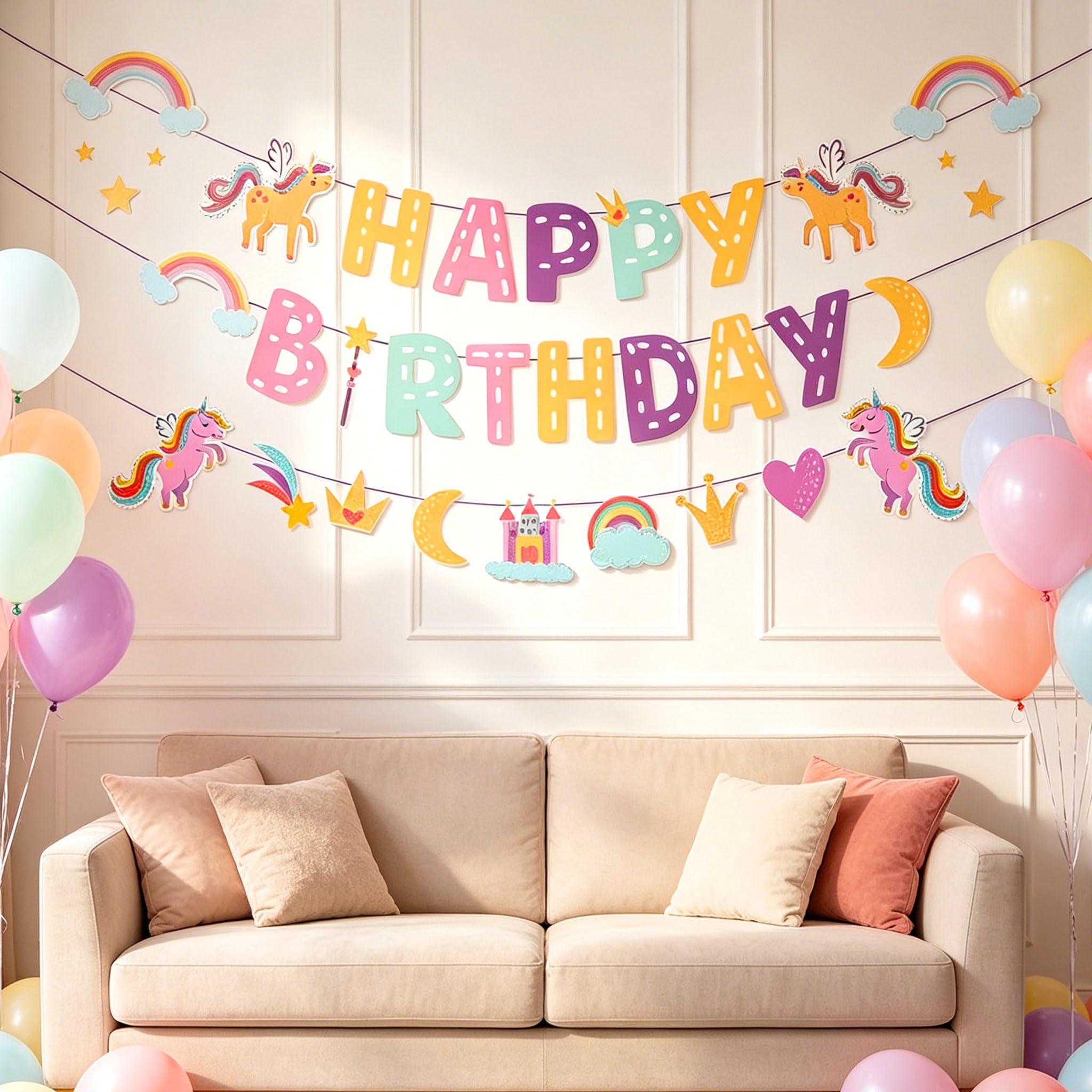 Unicorn Birthday Decoration Banner Garland Rainbow Party Favors Rainbow Birthday Decoration for Girl