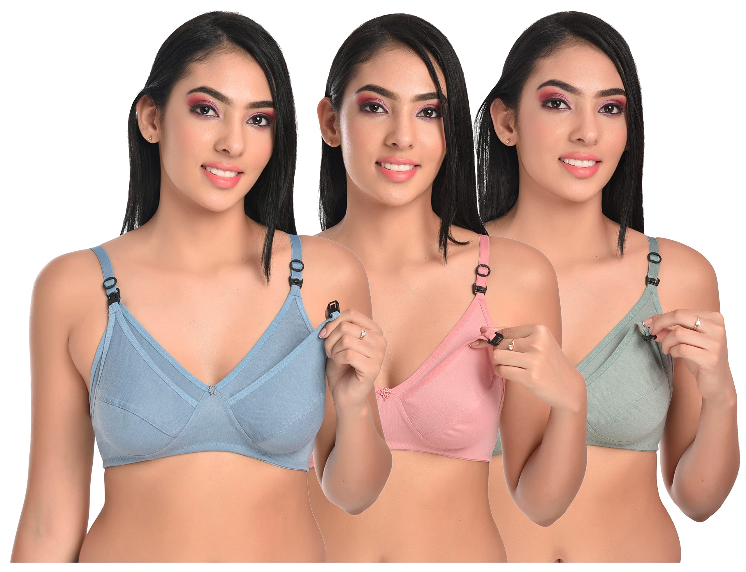 Women's Non Padded Cotton Maternity Bra (Pack of 3)-image-38