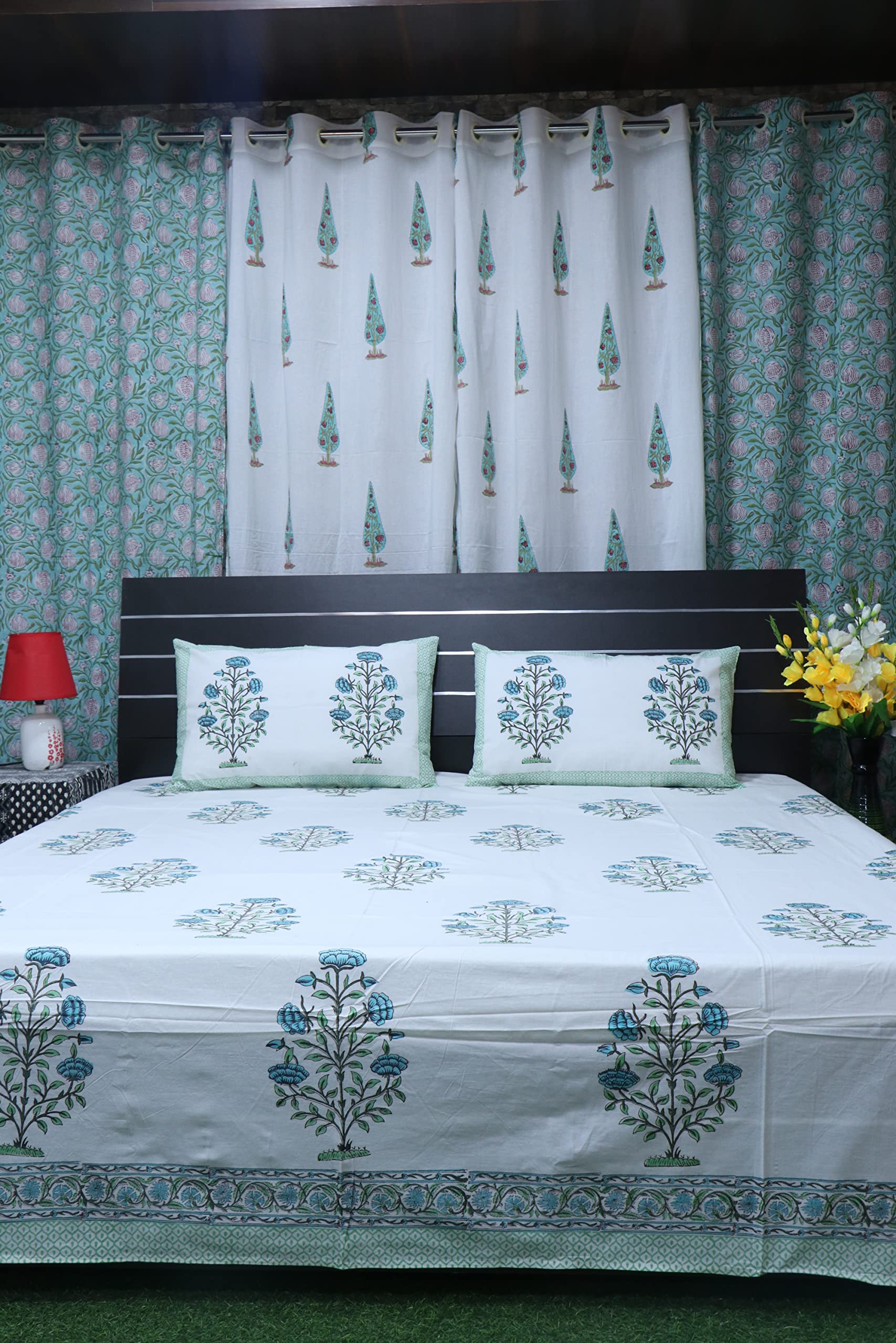 Drap de lit en coton imprimé fleuri INDACORIFY 90x108
