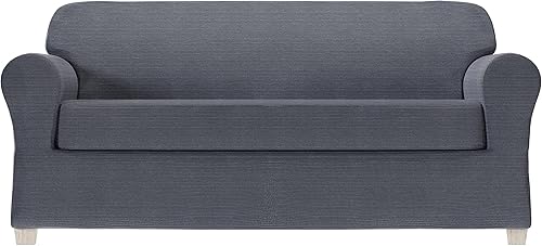 Miniatura 28 de Zenna Home Funda elástica de felpilla para sofá, níquel satinado/plateado, funda de 2 piezas, suave y elástica para sofás, tela resistente a