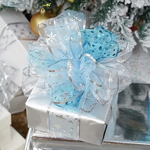 Miniatura 5 de MEEDEE - Cintas de Navidad de 2.5 pulgadas, 6 rollos, 36 yardas en total, arpillera roja, verde y blanco con alambre, para decoración de árbol de