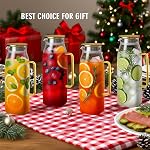 GLASKEY Square Glass Pitcher with Lid and Handle for Fridge,2.2 Liter/ 74oz Borosilicate Glass Carafe for Hot or Cold Drink, Large Jug for Iced Tea,Coffee,Juice,Homemade Beverage (Gold)