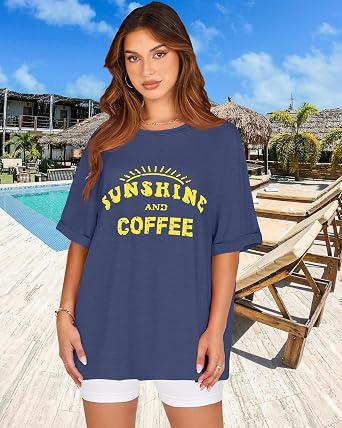Oversized Tshirts for Women Summer Graphic Short Sleeve Tops Casual Shirts
