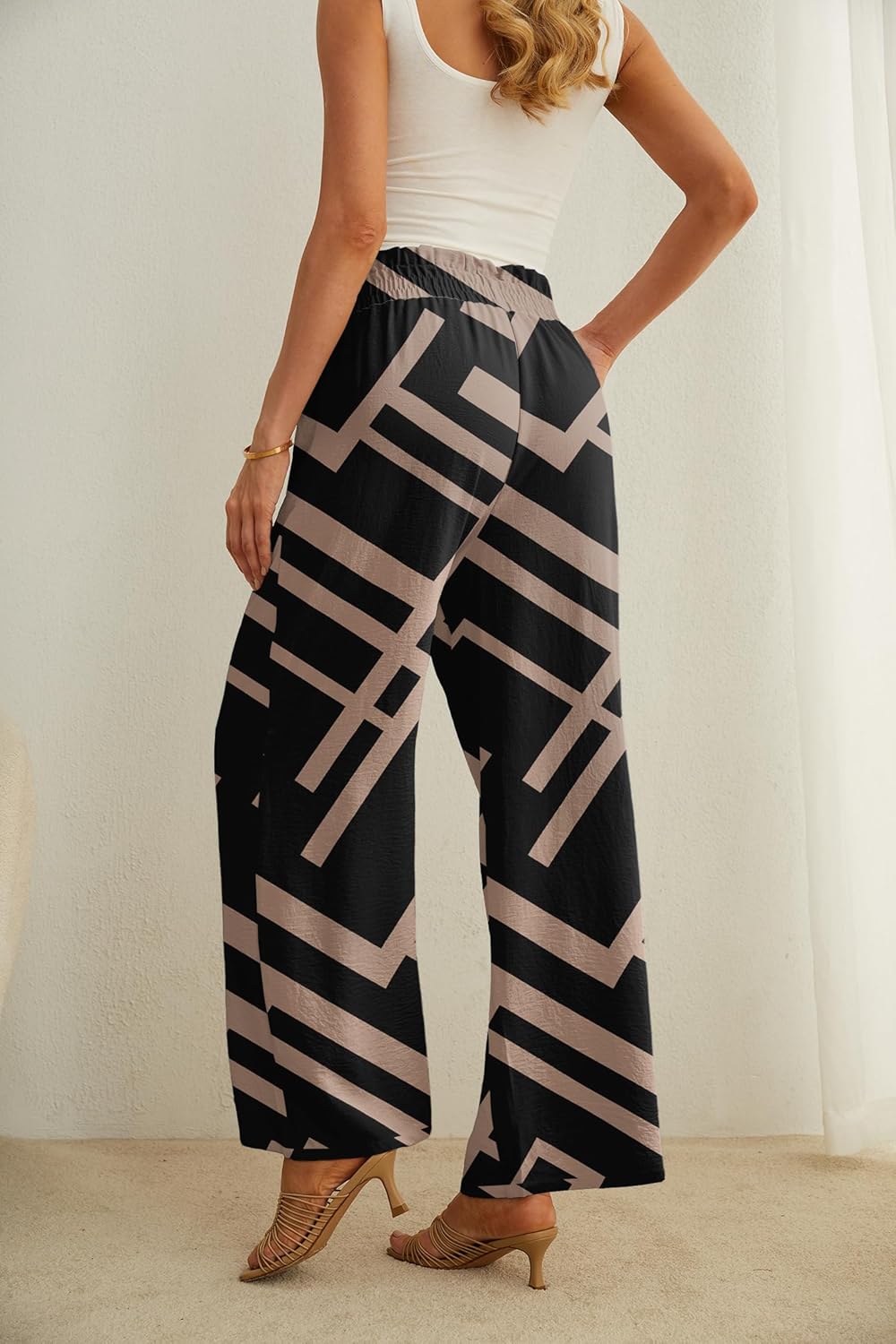 IWOLLENCE Women's Wide Leg Pants with Pockets High Waist Adjustable Knot Loose Casual Trousers Business Work Casual Pants - Image 5