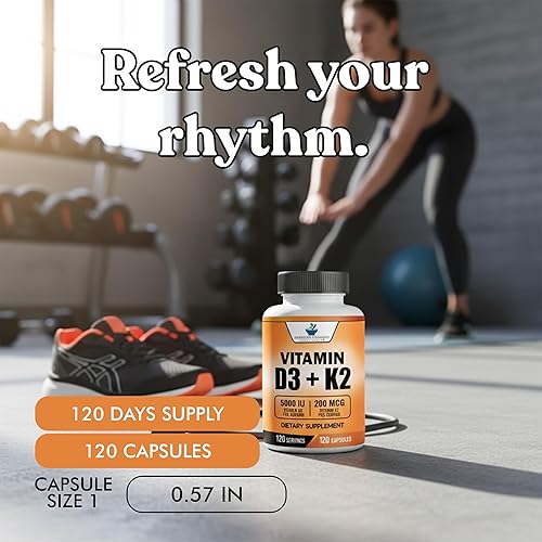 Miniatura 6 de American Standard Supplements Vitamina D3 5000 UI (125mcg) más vitamina K2 (MK7) 200mcg por cápsula - Sin gluten, sin OMG, 120 cápsulas, 120