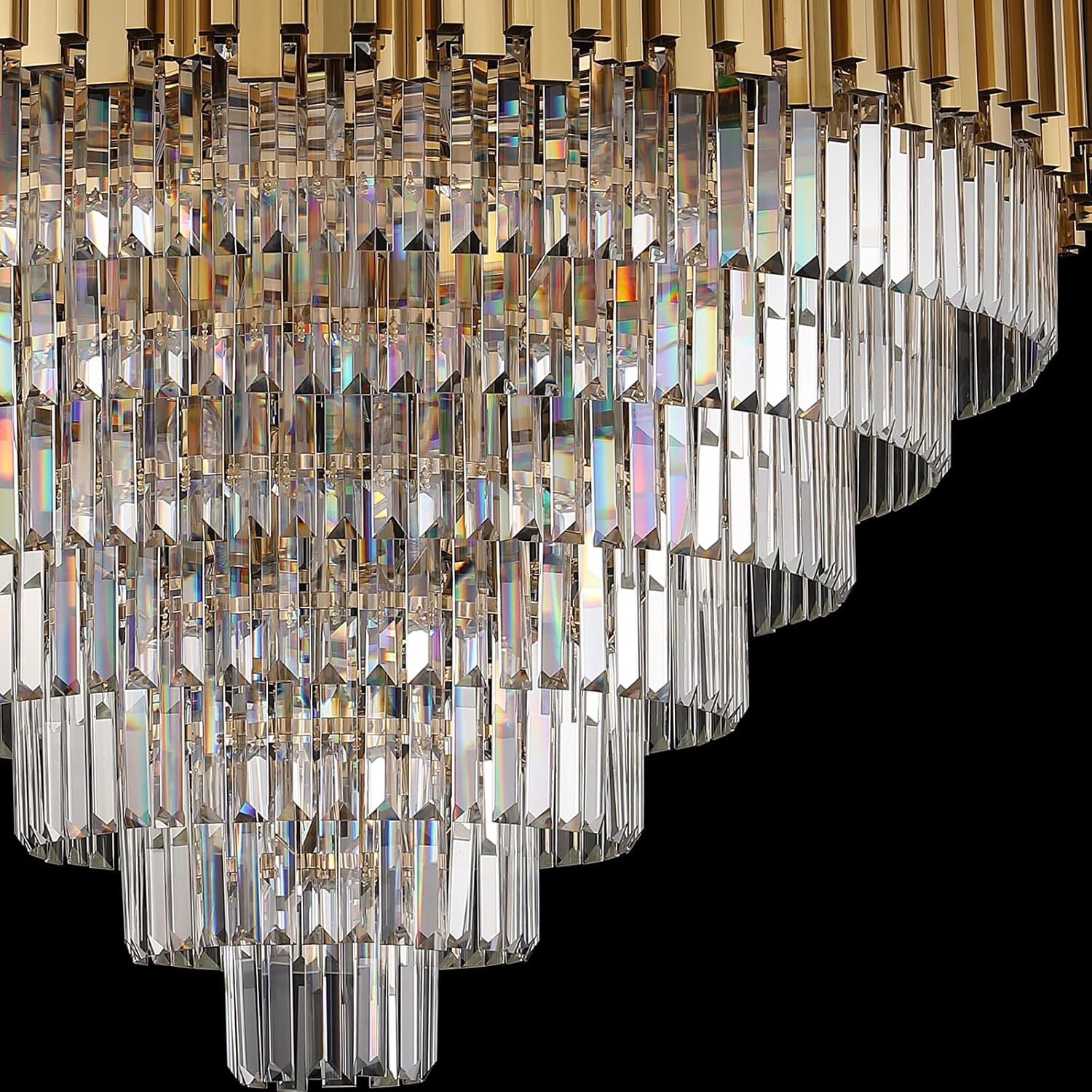 Modern Crystal Chandelier for Living Dining Room Entryway Gold Round W39.4