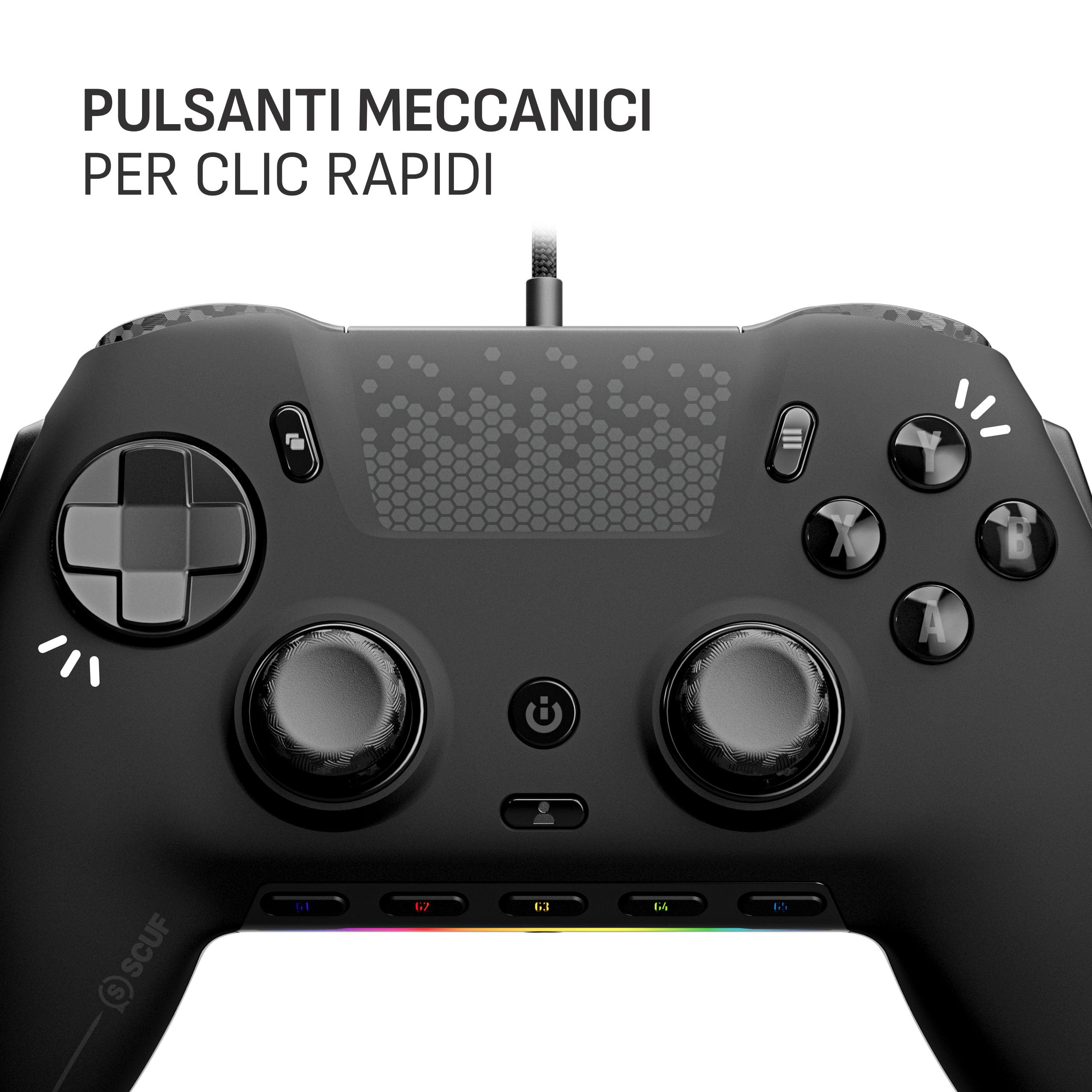 SCUF ENVISION Wired V1 (2023) Controller per PC da gioco - Cinque tasti G rimappabili - Leve posteriori rimappabili - Compatibile con iCUE - Nero