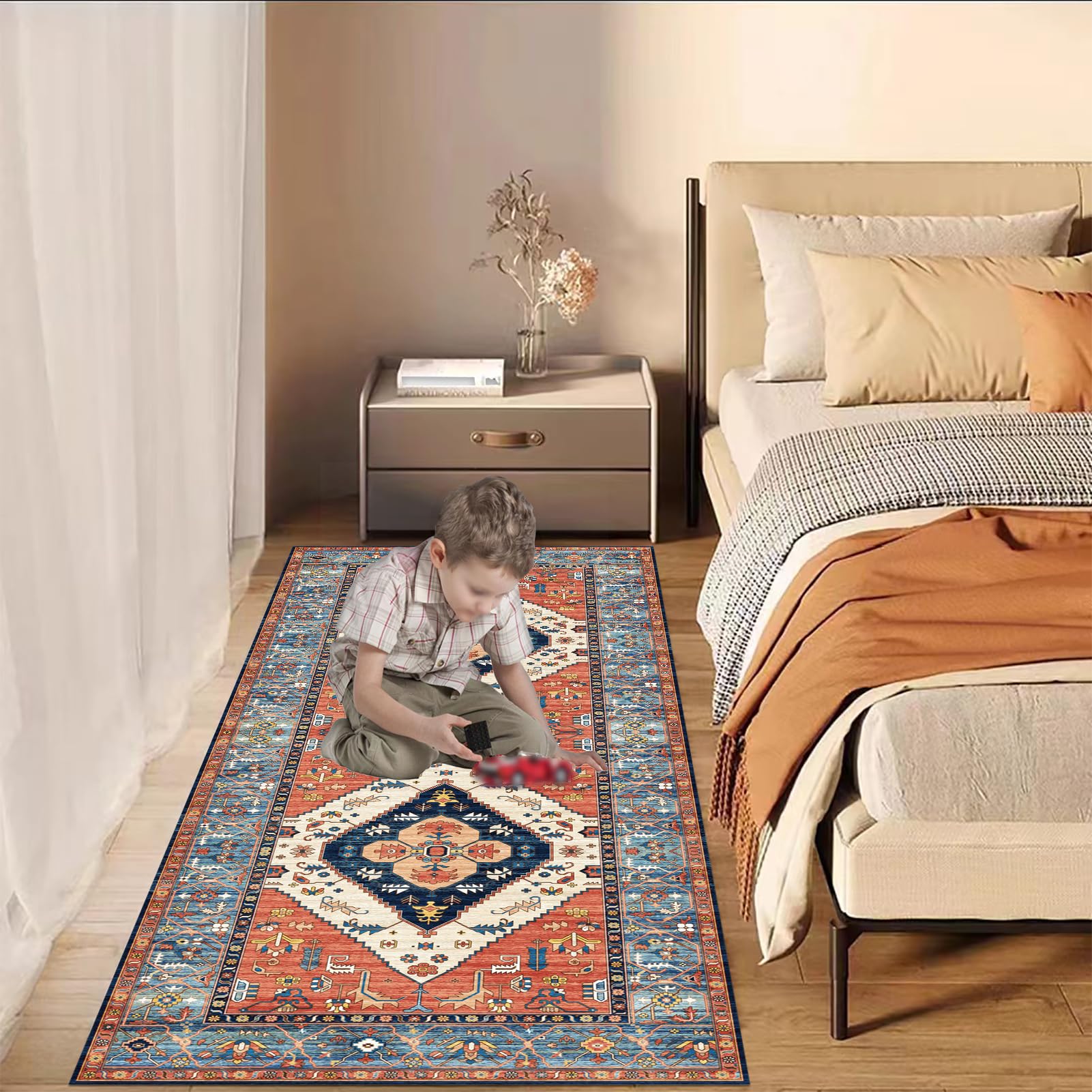 Tapis de Passage Long Lavable Tapis Cuisine Devant Evier pour Couloir 90 x 240 cm