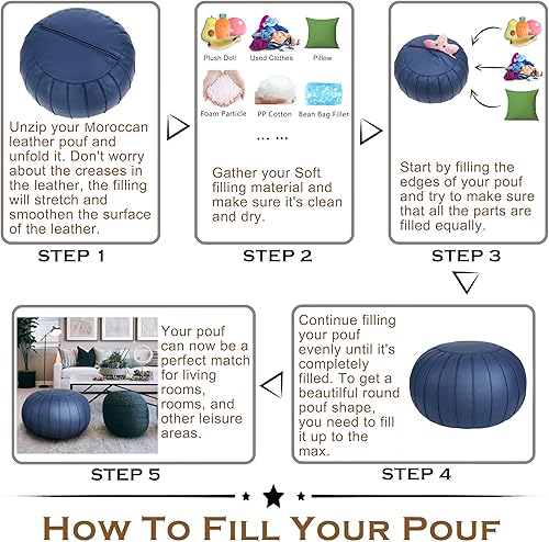 Miniatura 19 de Thgonwid - Reposapiés de gamuza sintética hecho a mano con puf otomano de 23 x 14 in, reposapiés redondo para sala, dormitorio y debajo de la mesa,