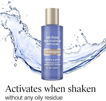 Neutrogena Eye Makeup Remover, 5.5 fl oz | Gentle Oil-Free Formula for Sensitive Eyes, Liquid Makeup Remover & Cleanser with Aloe & Cucumber, Waterproof Mascara Remover