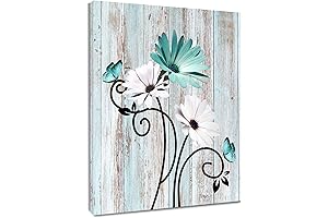 Vintage Teal Daisy Wall Art: Enhance Your Interiors with Rustic Charm