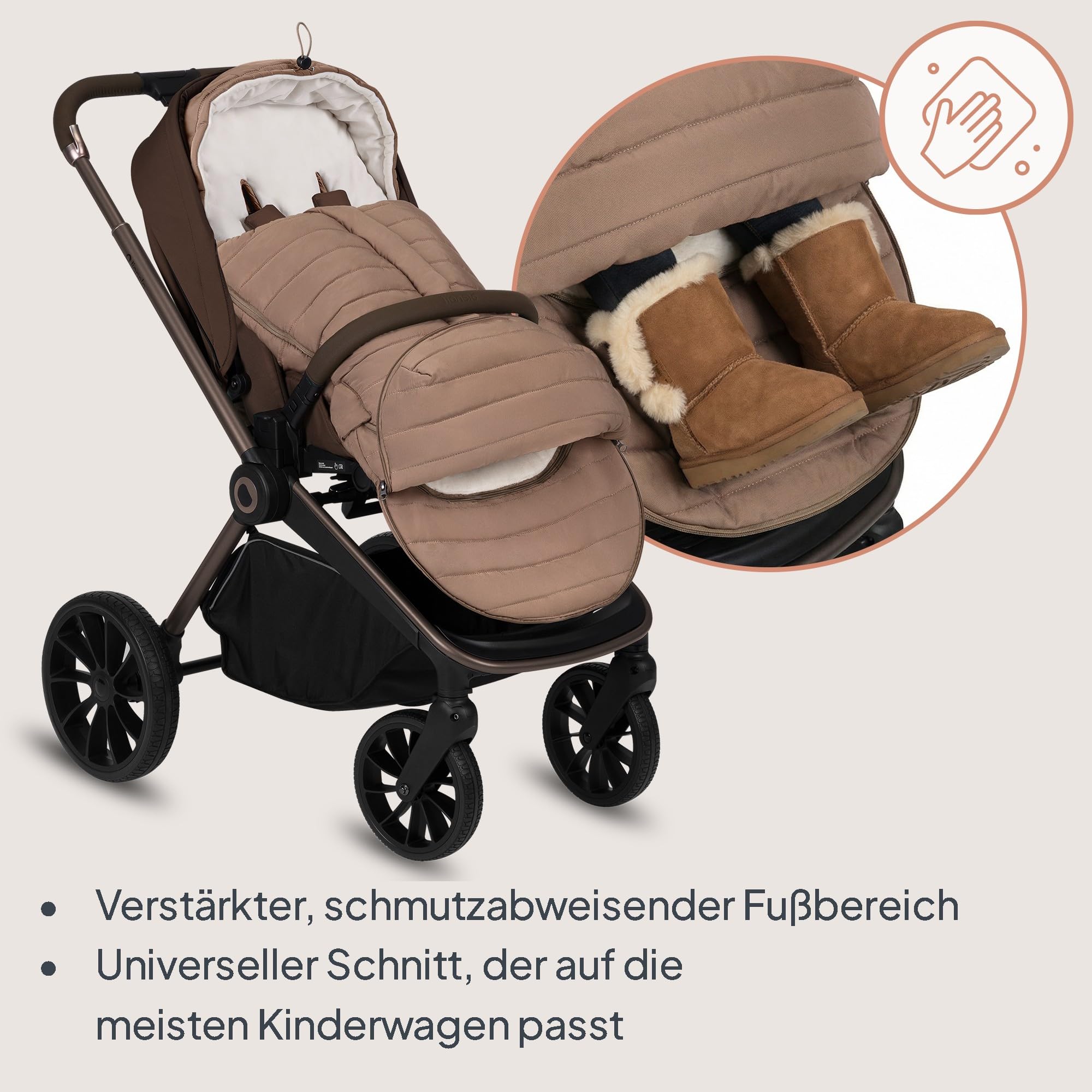 Lionelo Oli Winterfußsack Kinderwagen – Universal für Buggy & Babywanne | Öffnungen für 5-Punkt-Gurt, wasserabweisend, warm bis −20°C, mit Reißverschluss, waschbar, hypoallergen