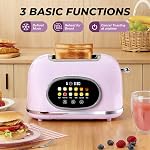 2 Slice toaster Retro acier inoxydable intelligent avec des fonctions Bagel, Cancel et Defrost, écran tactile intelligent pour une opération plus facile, 6 Paramètres de l'ombre de pain, Fentes extra larges et plateau en croûte amovible, Rose