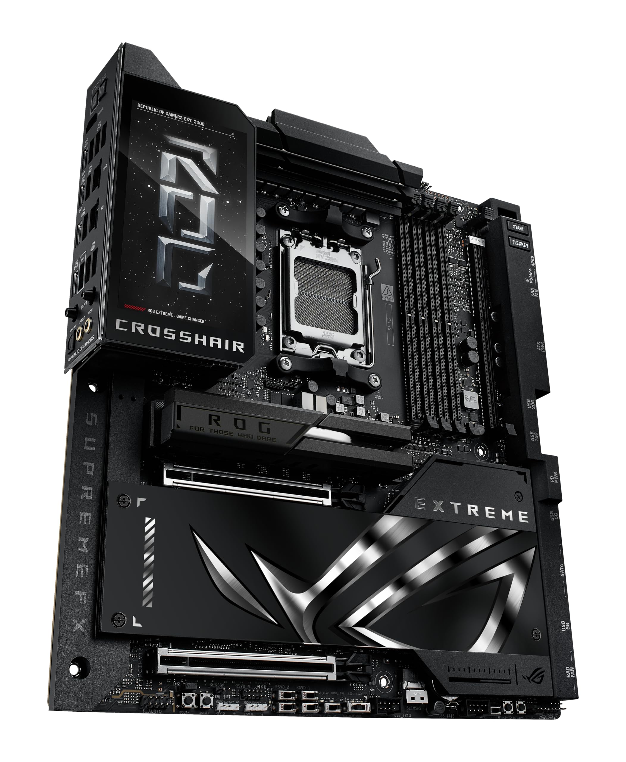 ASUS ROG Crosshair X870E Extreme AMD X870E AM5 E-ATX - Placa base para juegos, 20+2+2 etapas de potencia, DDR5, PCIe 5.0, 5X M.2, 5G y 10G LAN, Wi-Fi 7, USB4 Type-C, LCD de 5 pulgadas, overclocking AI