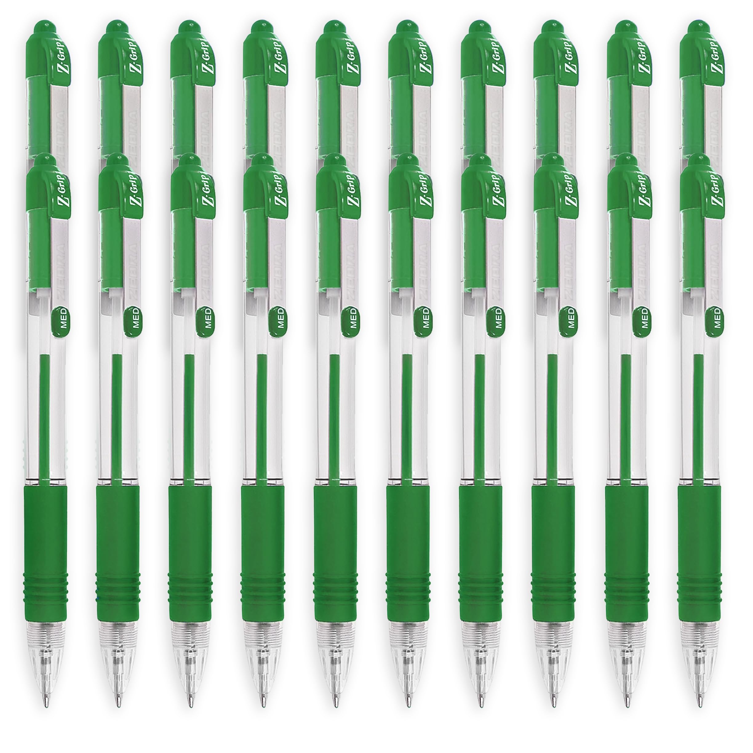 Zebra Z-Grip Retractable Ballpoint Pen - Economy Pack of 20 (Green), 1 count (Pack of 20)