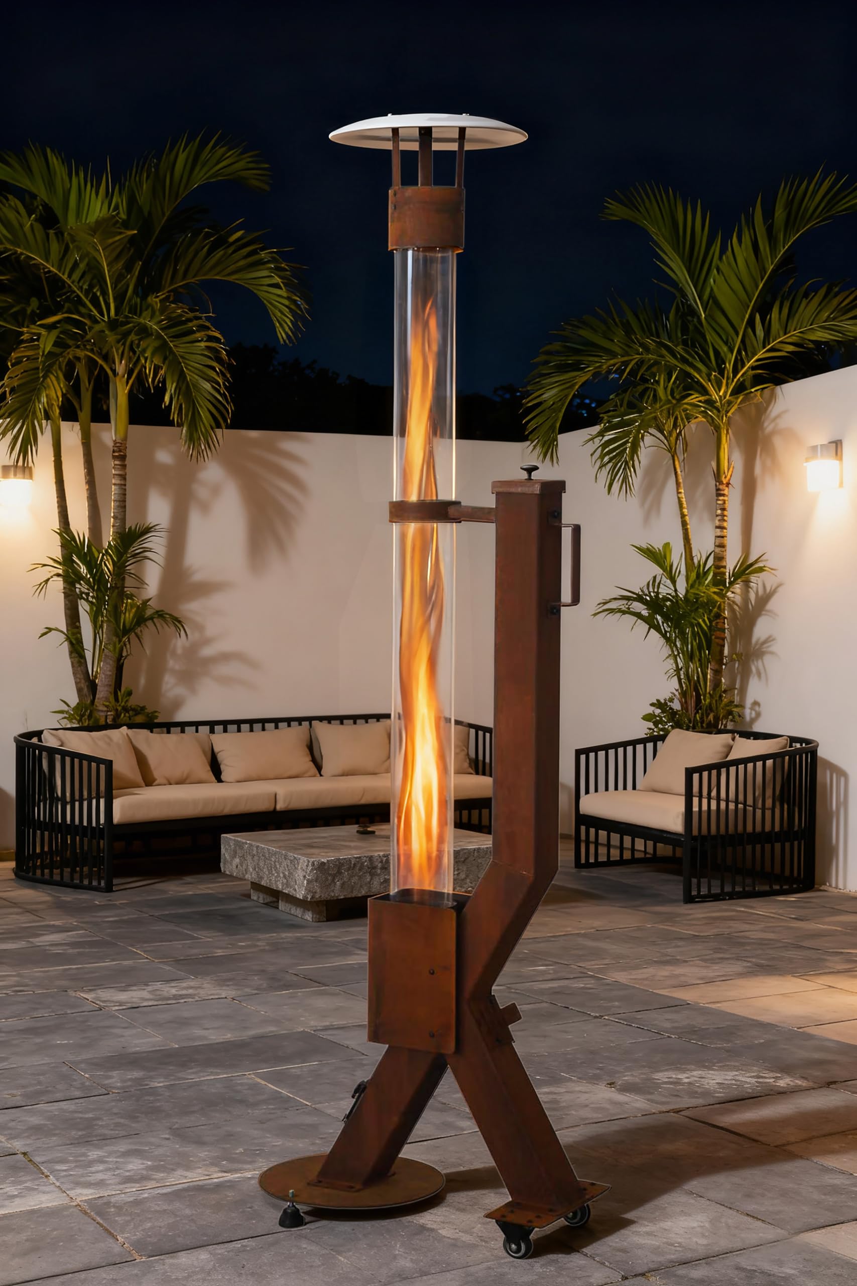 Rocket Heater – Chauffage de Terrasse à Pellets – Acier Corten – 6,5 KW – Brûleur à Granulés de Bois – sans Fumée & Écologique