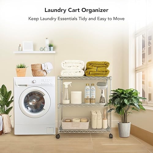 Miniatura 5 de Estantería de alambre de 3 niveles, organizador de metal resistente, unidades de organización para estantes de metal, despensa, garaje, estantes de