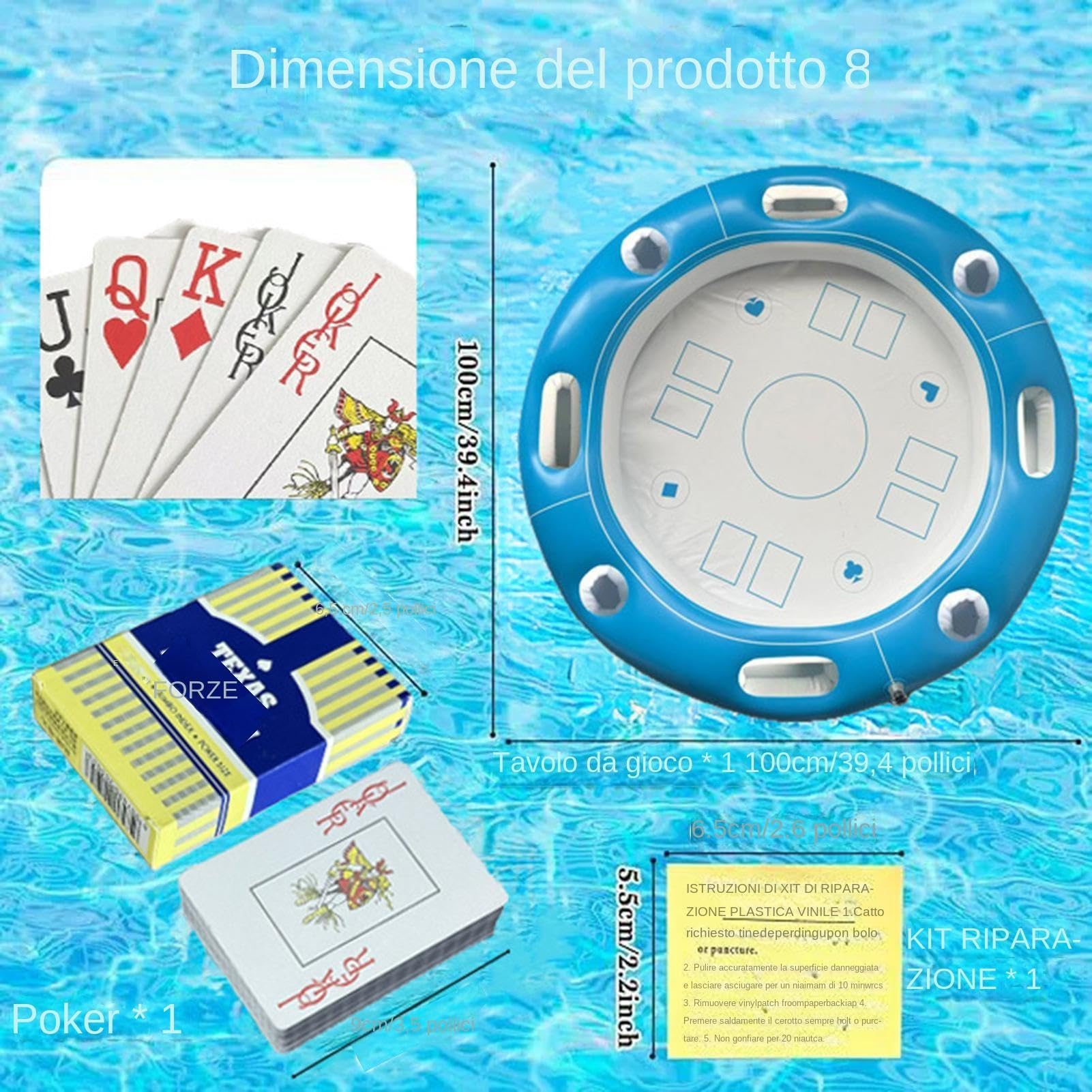 Table flottante pour piscine avec porte- et cartes