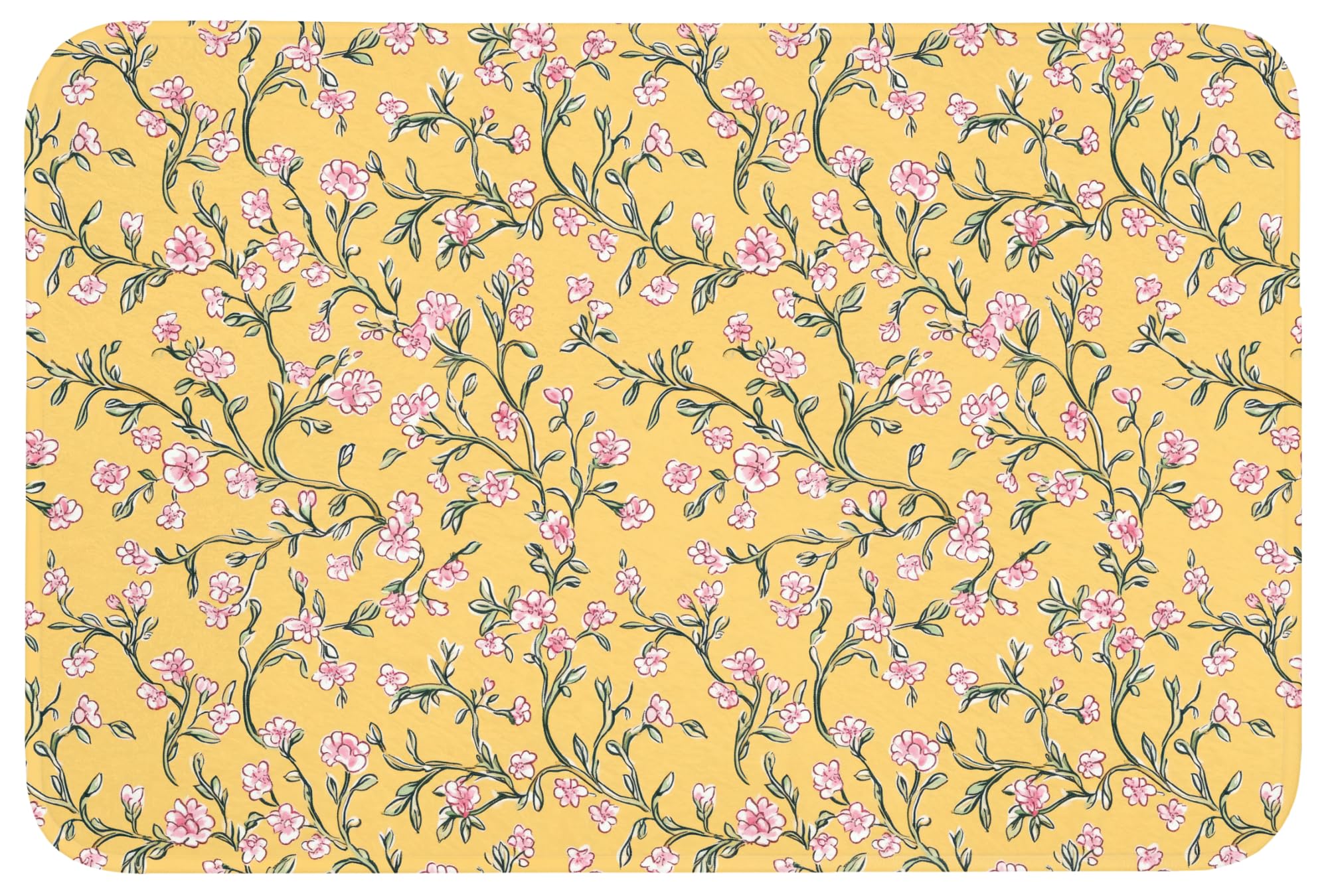 Tappeti Bagno Rettangolare 90x60 cm Tappetino Doccia Assorbente Bath Mat Decorazioni Memory Foam Tappeto Lavabile Moderni Fiori - Motivo - Giallo