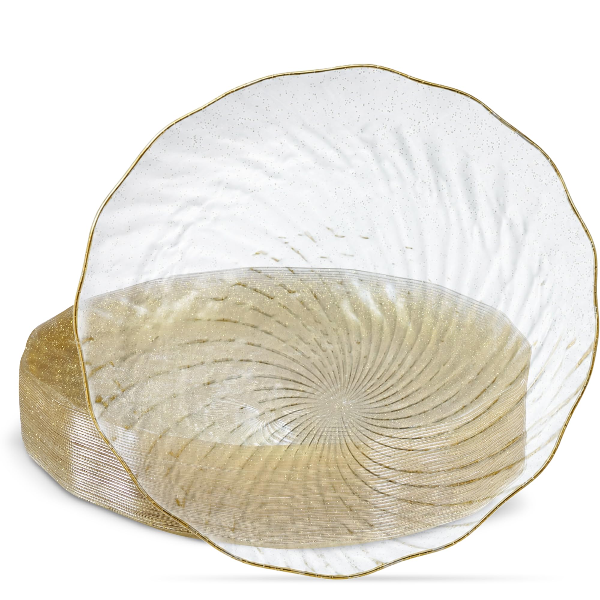 Elegant Disposable Plates & Bowls - Gold Rim Design -9