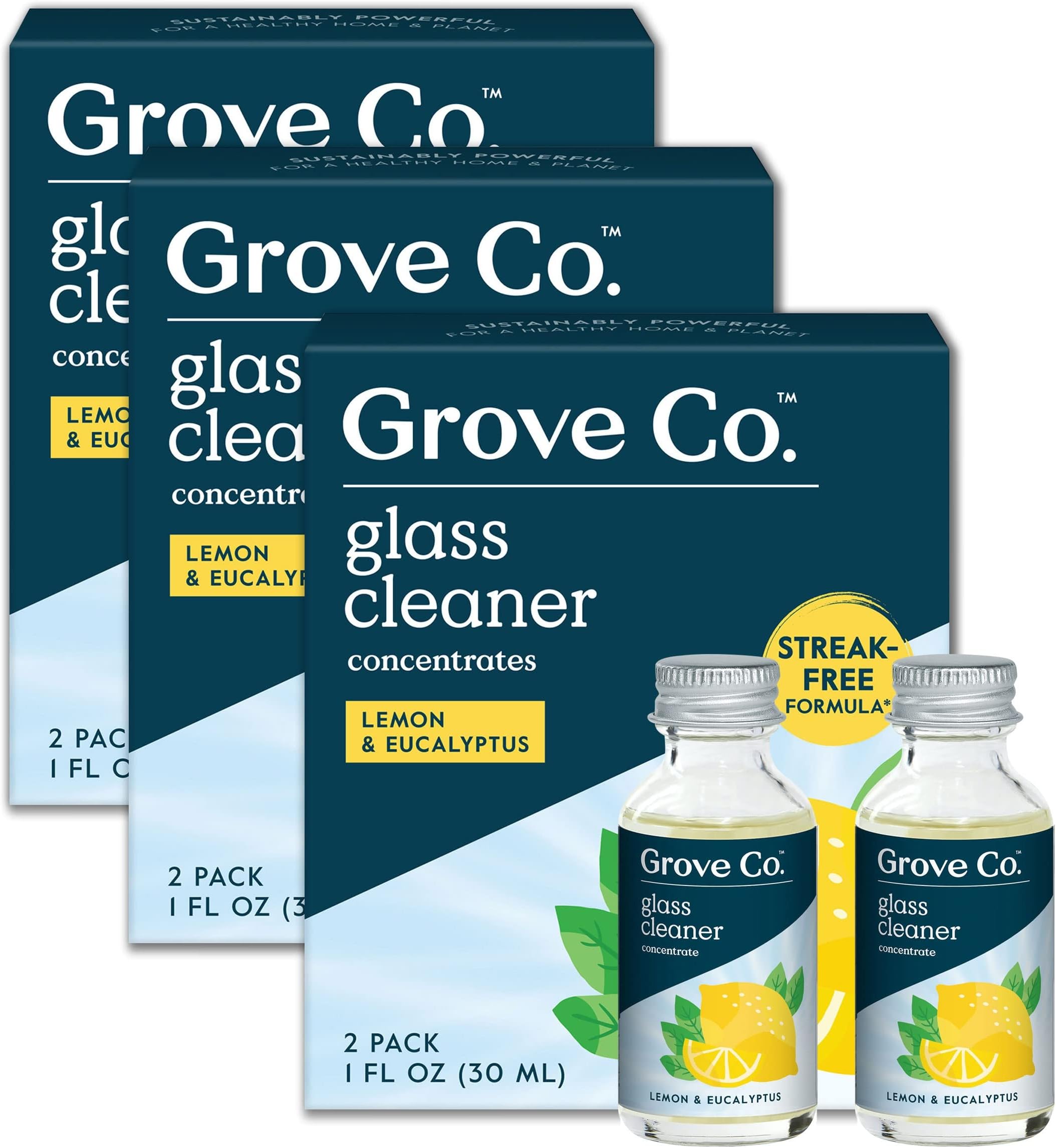 Grove Co. Glass Cleaner, Refill Concentrate (6 x 1 Fl Oz