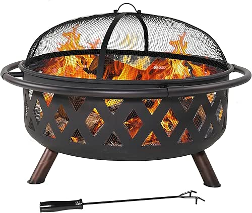 Sunnydaze Crossweave Outdoor Fire Pit - Wood-Burning Fire Pit for