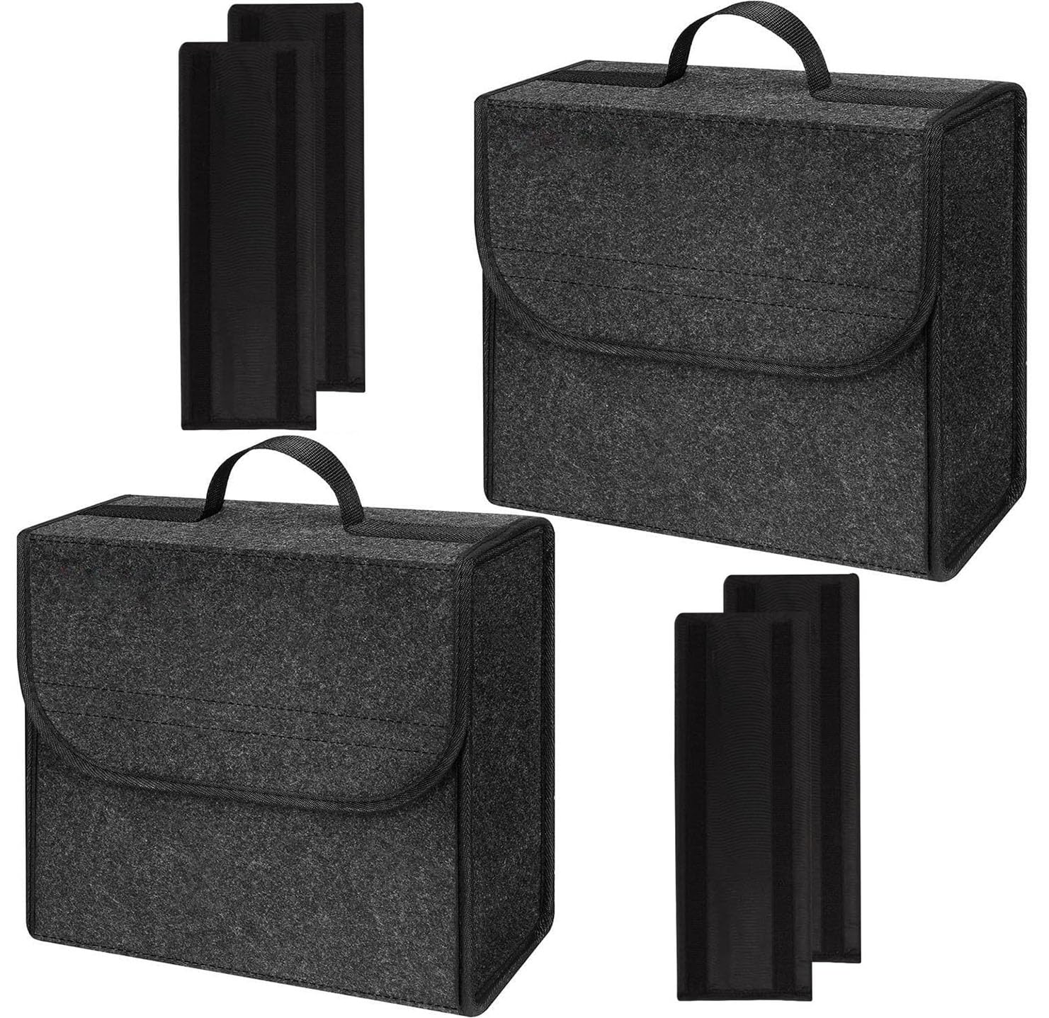 Einesin Organizador de bolsas para maletero de coche con paneles laterales reforzados para herramientas de emergencia, viajes, furgoneta, caravana, bolsa de fieltro en color negro, accesorios para el