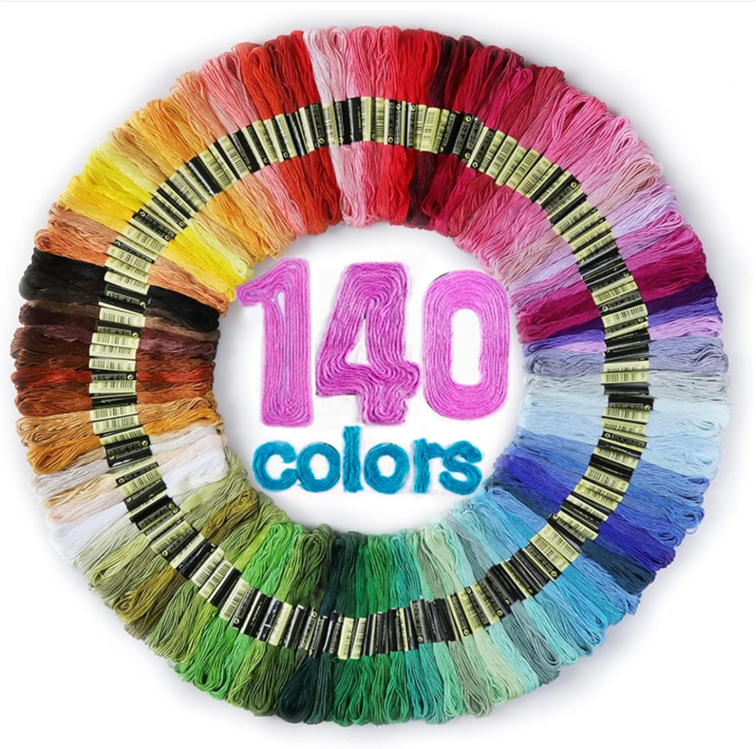 LOVIMAG 140 Colors Embroidery Floss Thread Skeins - Premium Cotton for Friendship Bracelets, Cross Stitch, Crochet Crafts & More