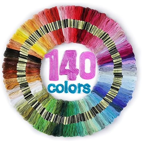LOVIMAG Embroidery Thread Floss 140 Colors Skeins Friendship Bracelet String Making Bracelets Cross Stitch Kit Supplies Thin Yarn Sewing Patterns Cotton Strings Crochet Braces Wrap Rainbow Crafts