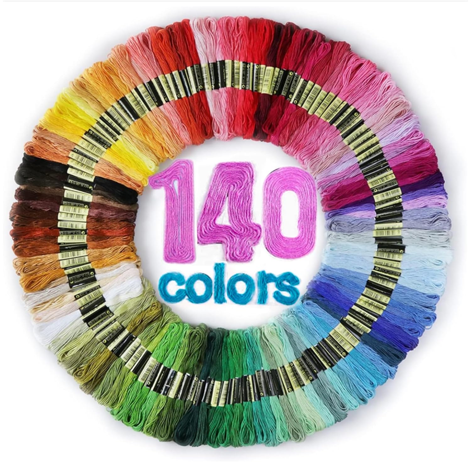 LOVIMAG Embroidery Thread Floss 140 Colors Skeins Friendship Bracelet String Making Bracelets Cross Stitch Kit Supplies Thin Yarn
