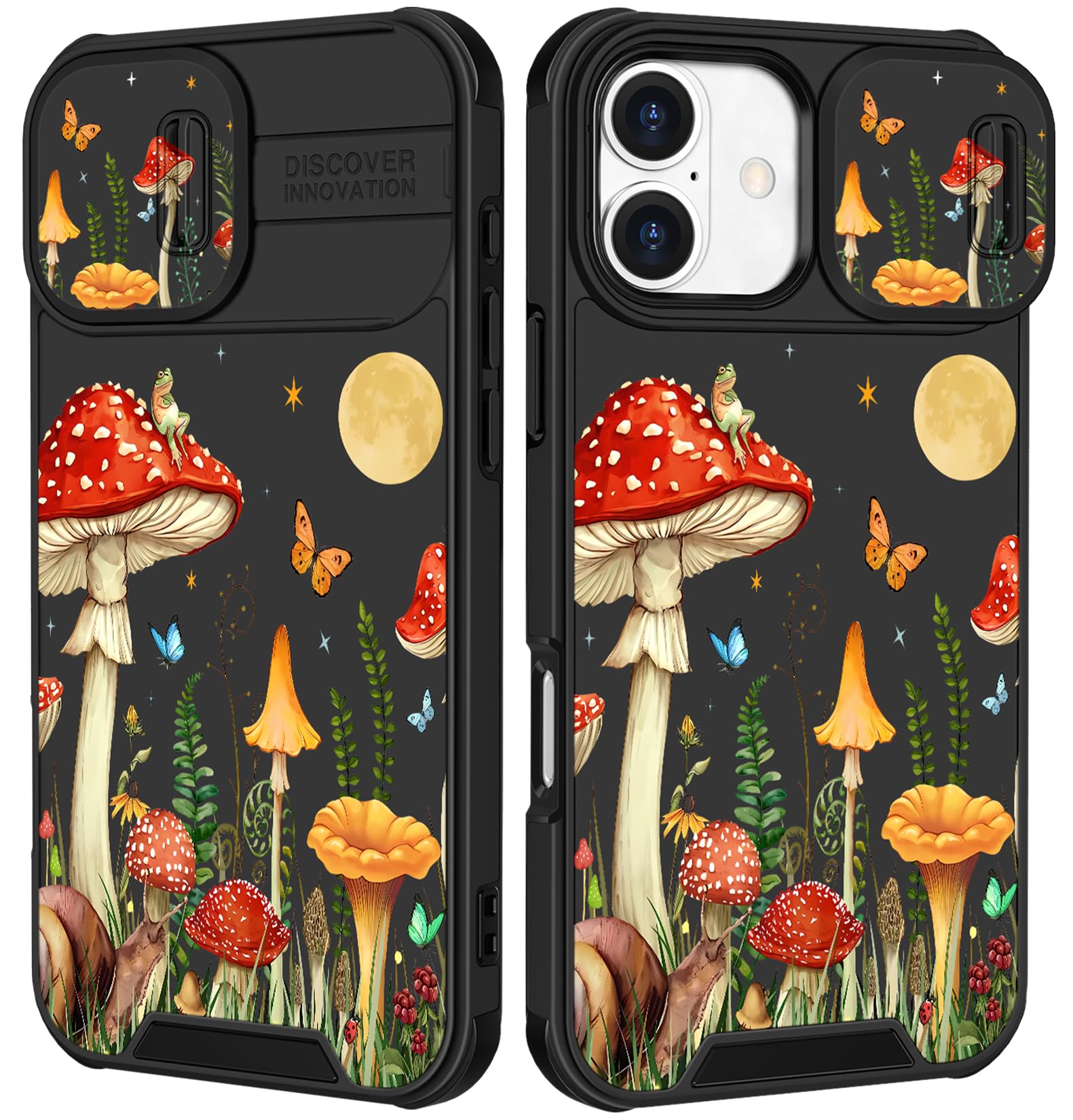 Funermei for iPhone 17 Case - Women Girls Cute Phone Cover Pretty Girly Aesthetic Black Butterfly Unique Design with Slide Camera Cover and Dual Protection Funda for iPhone 17 Case