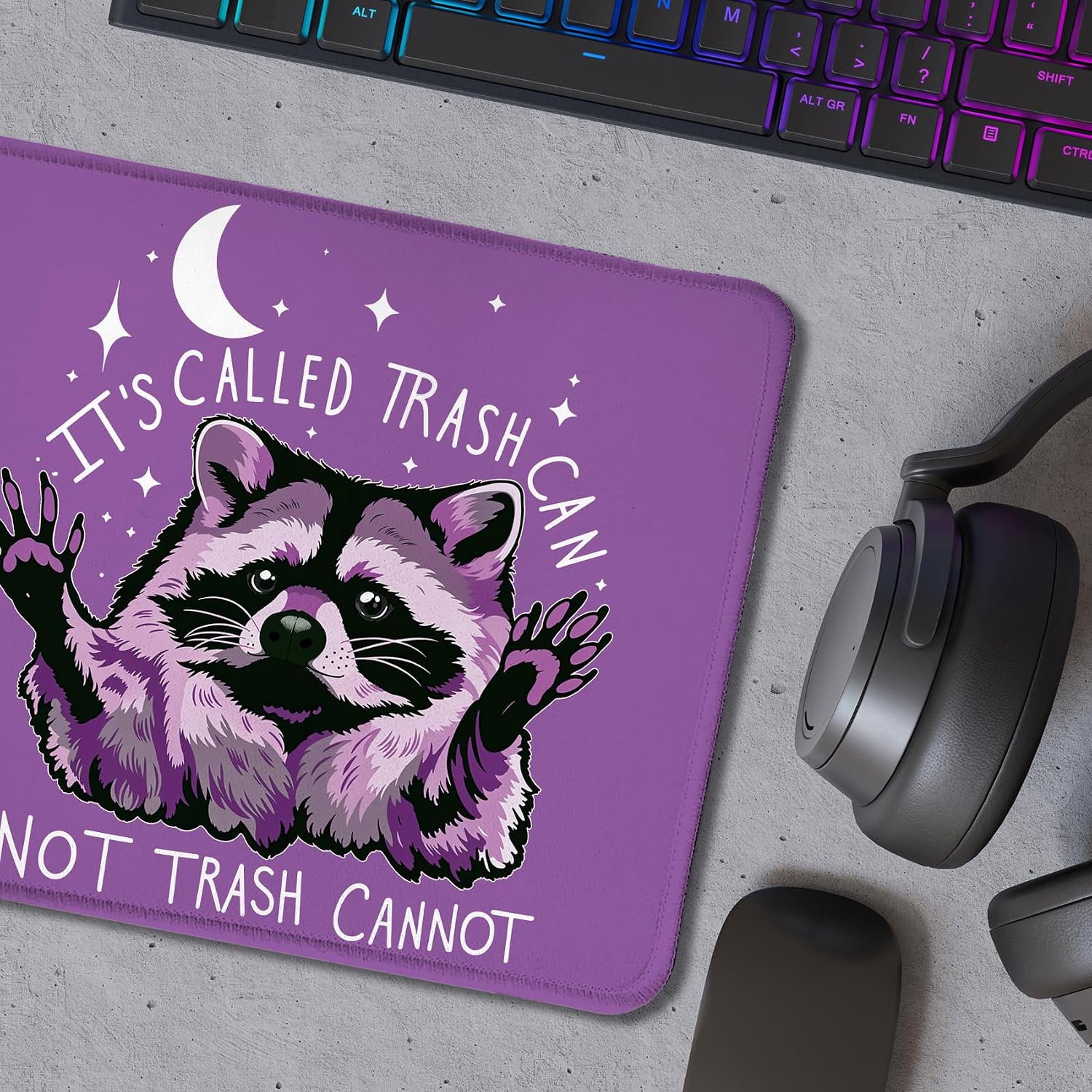 Funny Raccoon Mouse Pad, It's Called Trash Can Not Trash Cannot Funny Raccoon Purple Mouse Pads Mousepad for Work Gaming Computers Laptop Desk Accessories, 9.5x7.9 Inch image 5