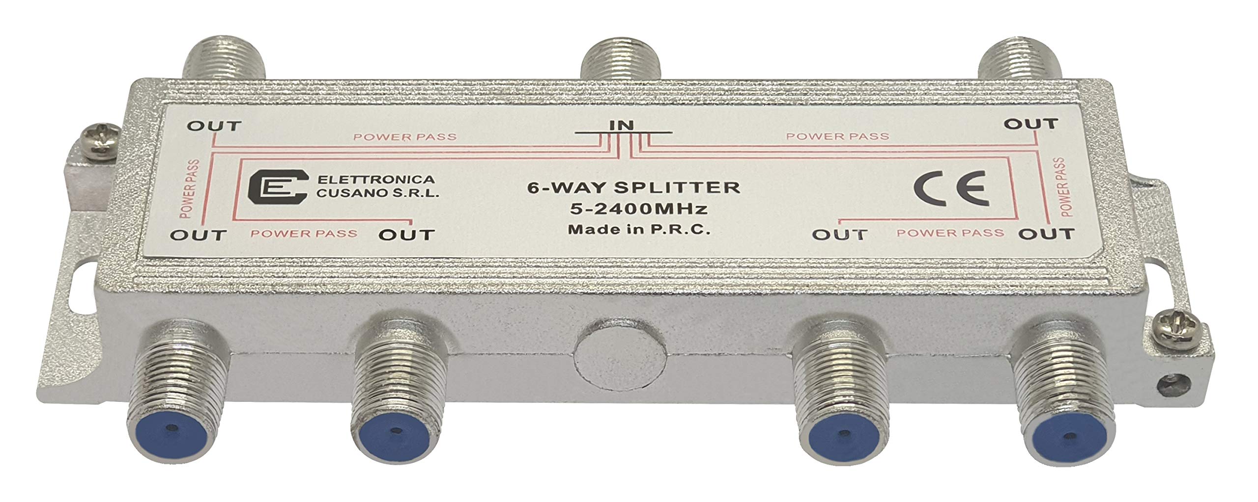 6633 - Splitter Satellitare 6 Vie, Partitore Antenna Tv da Interno con Connettore EFFE, Ripartitore Antenna Tv, Partitore Sky, Distributore di Segnale Tv, Frequenza da 5 a 2400 MHz, Made in P.R.C.