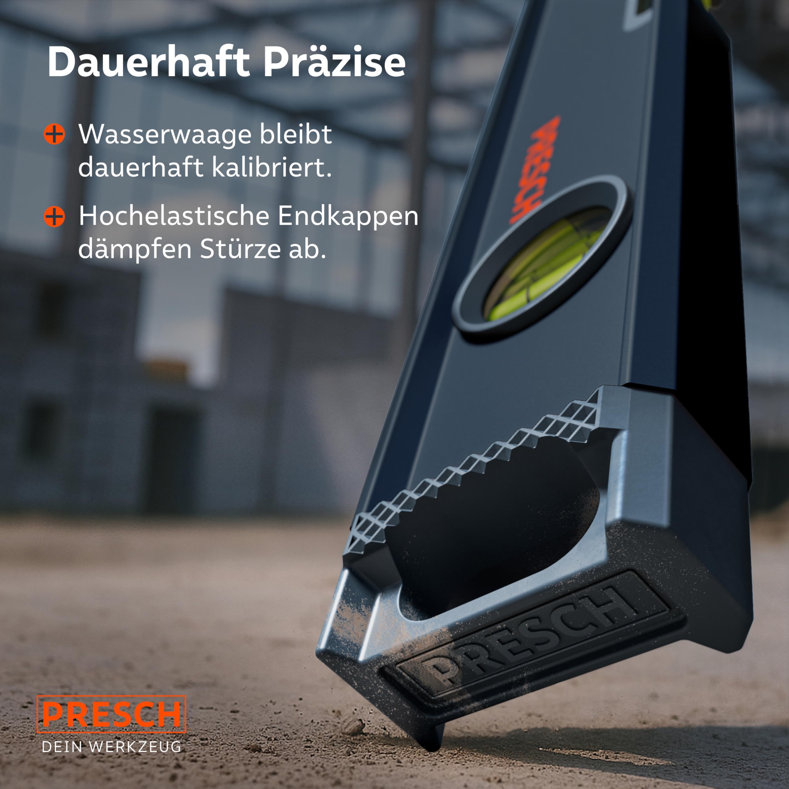 Presch Wasserwaagen Set 3tlg. magnetisch 40cm 60cm 100cm Bruchfeste Weitwinkellibelle 2% Gefälle-Anzeige Vertical-View-Funktion Rutsch-Stopp-Endkappen