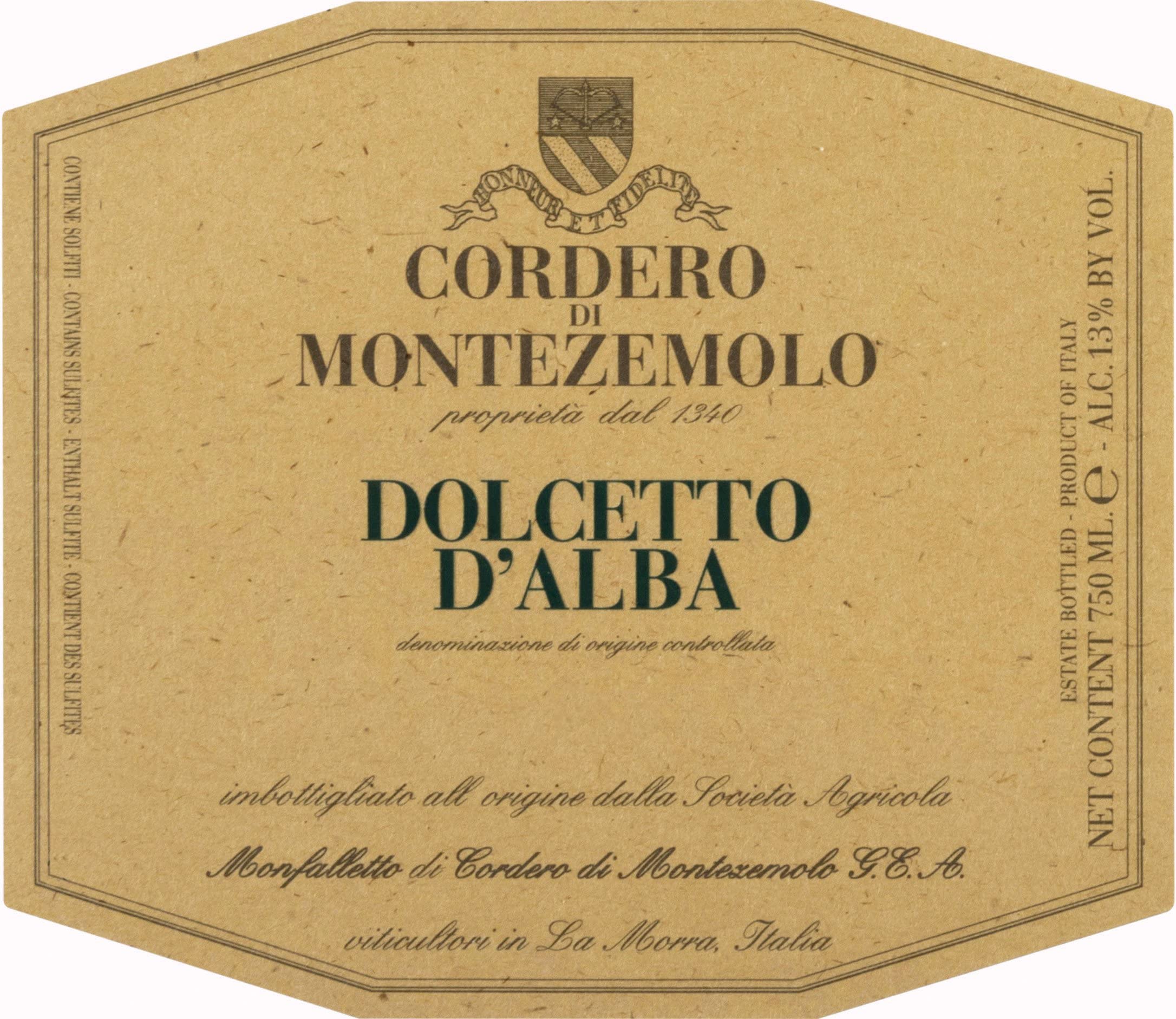 Cordero di Montezemolo 6 Bottiglie Vino Rosso Dolcetto D’alba, Biologico