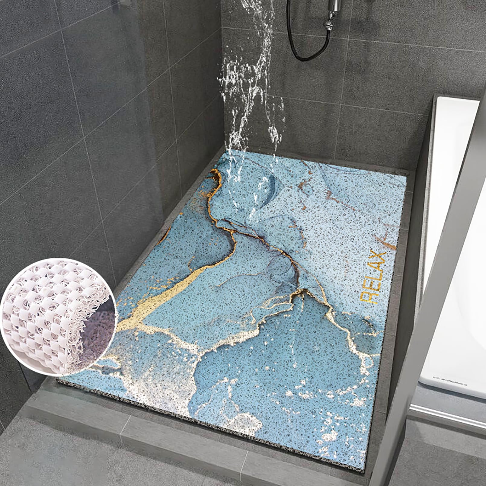 Alfombrilla antideslizante para bañera de 40 x 60 cm, diseño marino colorido, con gancho de correa de PVC, suave y cómoda, alta permeabilidad al agua