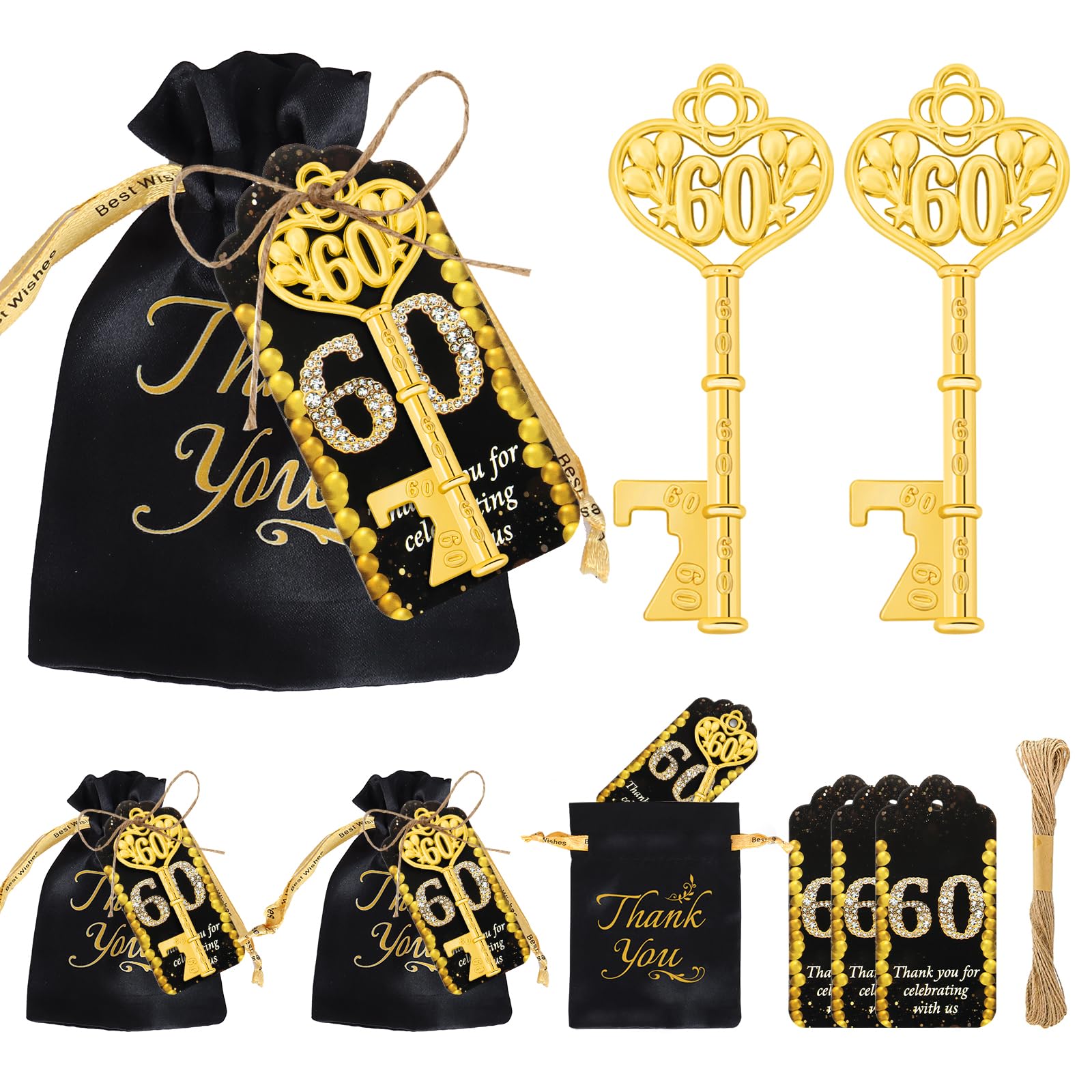 50Pcs 50th Gold Key Bottle Opener 50th Birthday Party Favors, 50th Anniversary Souvenirs Return Gifts 50th Key Beer Bottle Opener With Thank You Cards For Party Birthday Wedding Shower (50)