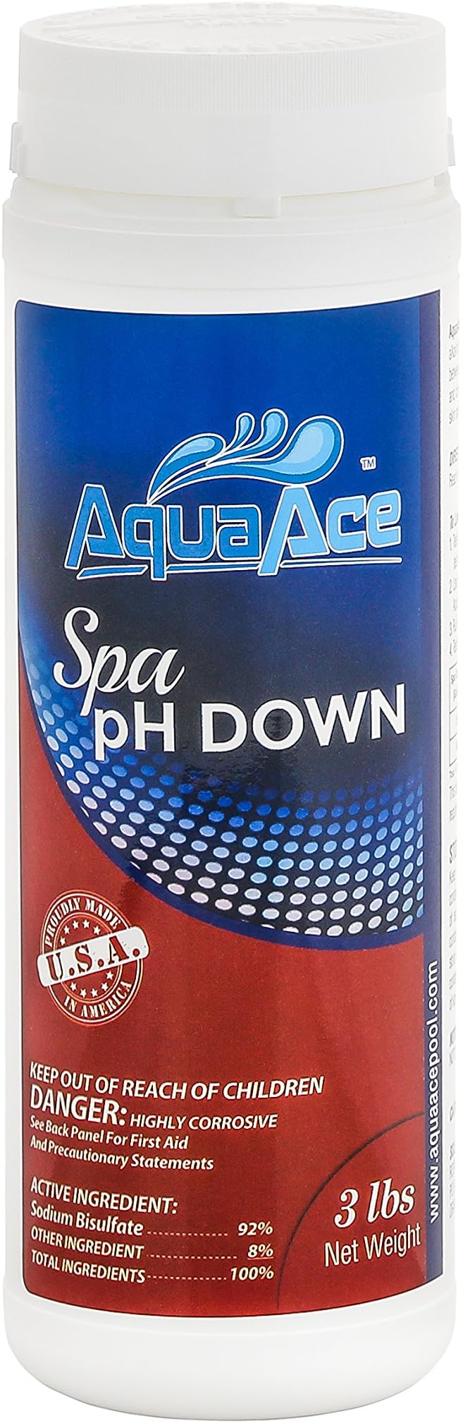 Spa Hot Tub pH Down, 3 Pound (48 Ounces), Made in USA, pH Decreaser and Alkalinity Reducer for Hot Tubs and Spas