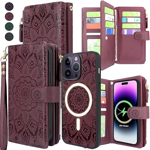 Harryshell Funda magnética desmontable para iPhone 14 Pro Max compatible con MagSafe inalámbrica carga protectora para teléfono con múltiples