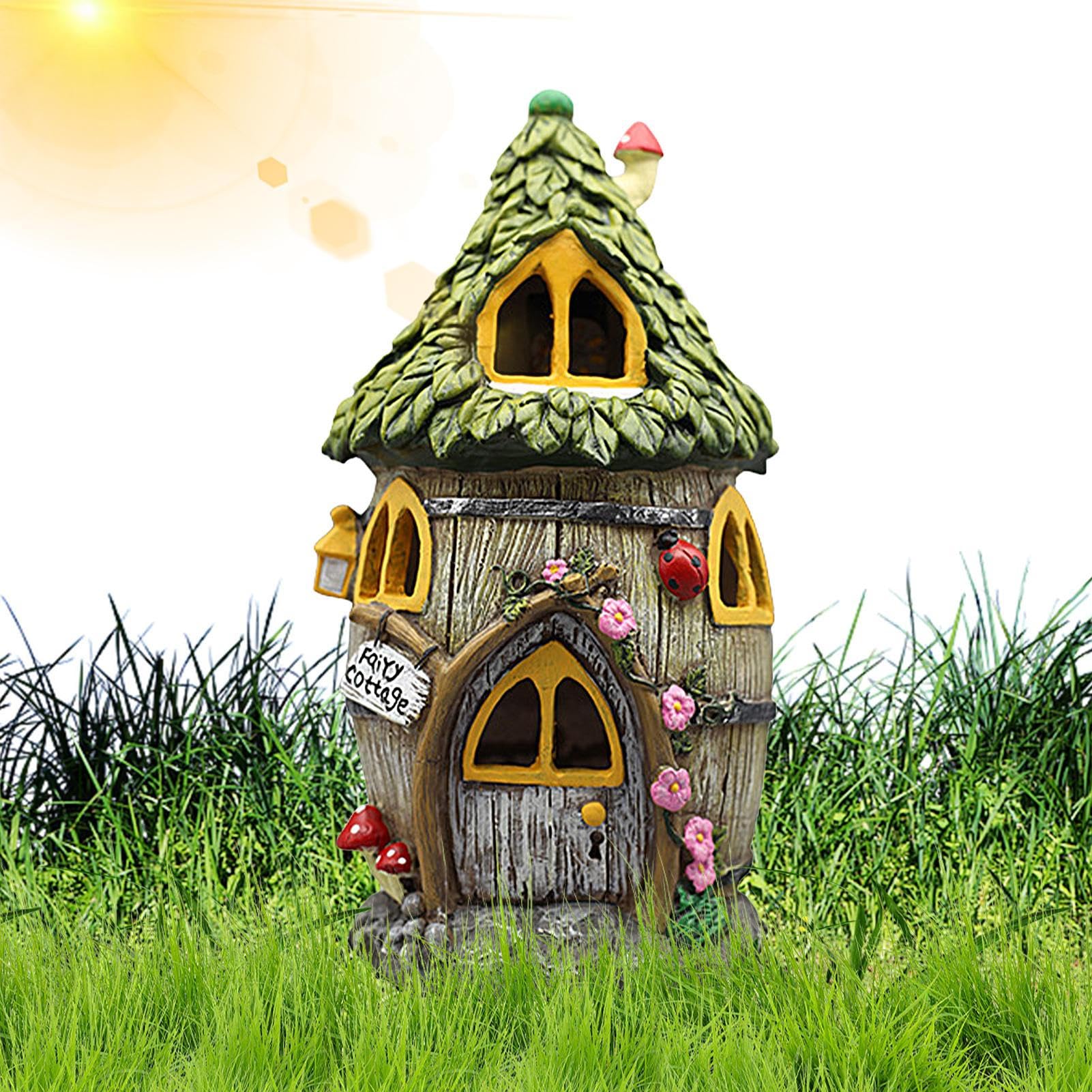 Casa de Solar, estatuas al Aire Libre para Patio, césped, jardín | decoración Exterior, estatuas de jardín con luz Solar, Decoraciones de cabaña, de césped para Patio