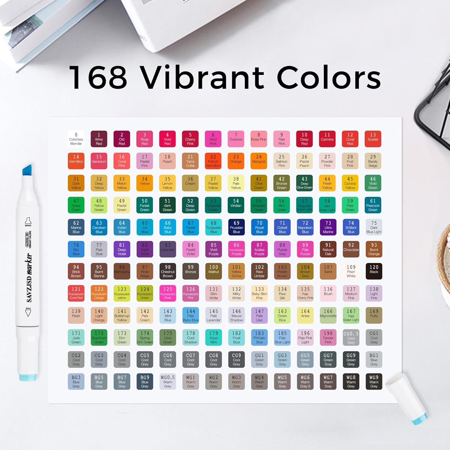 168 Colors Alcohol Markers, Dual Tip Markers for Artists or Adults in Coloring, Painting(Fine & Broad) - Image 3