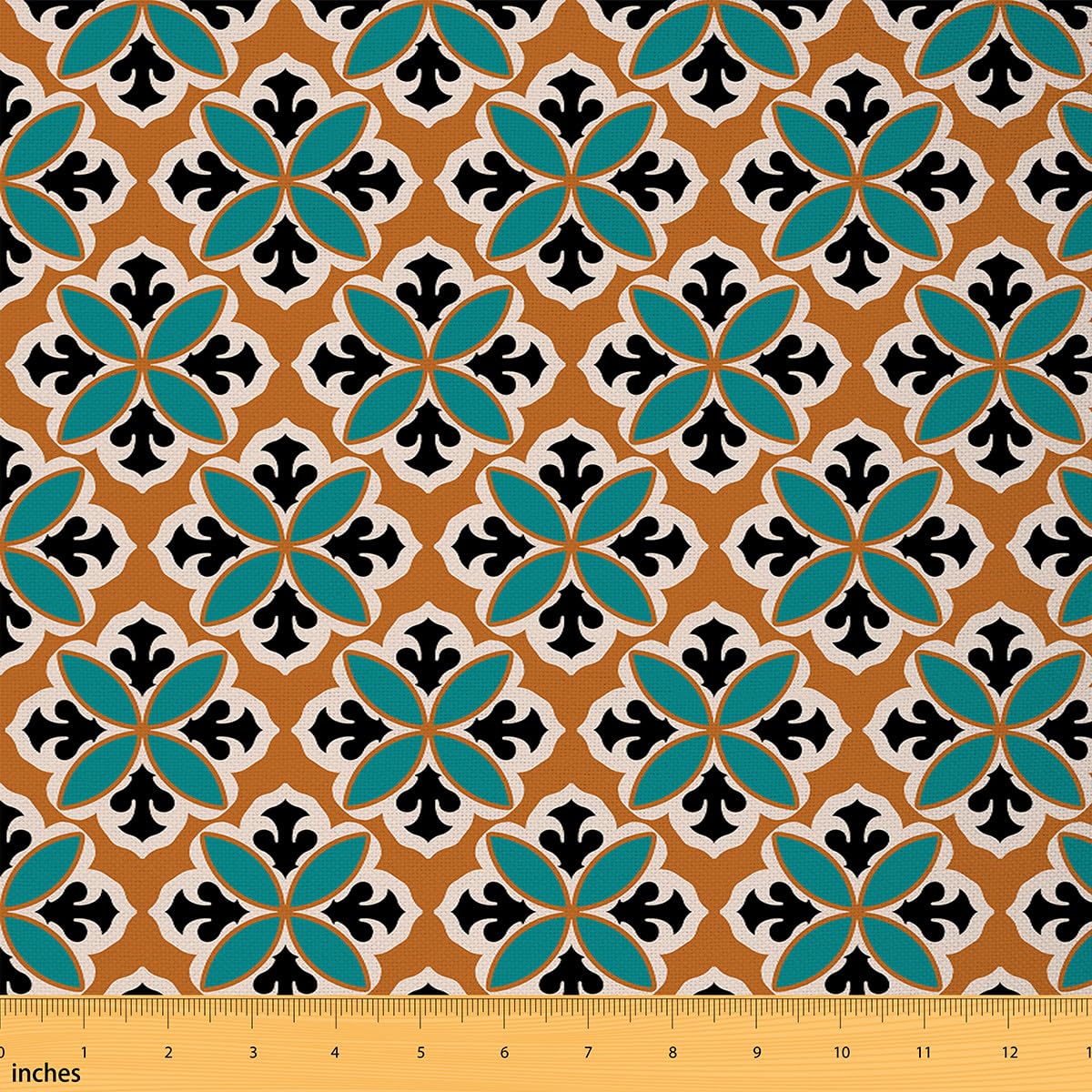 Feelyou Flower Fabric by The Yard, Vintage Flowers Pattern Upholstery Fabric for Chairs, Geometric Floral Exotic Style Decorative Waterproof Outdoor