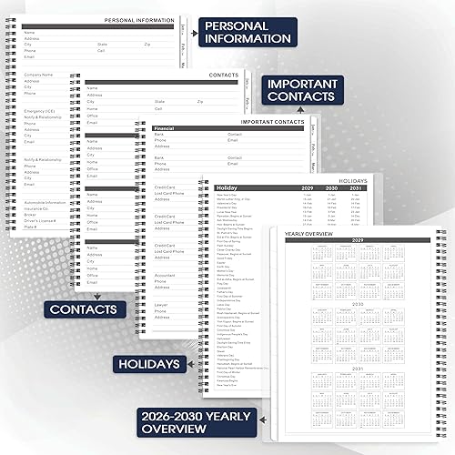 Miniatura 4 de Agenda mensual 2026-2030, enero de 2026 a diciembre de 2030, agenda mensual de 5 años con pestañas y citas de celebridades, 9 x 11 pulgadas, citas