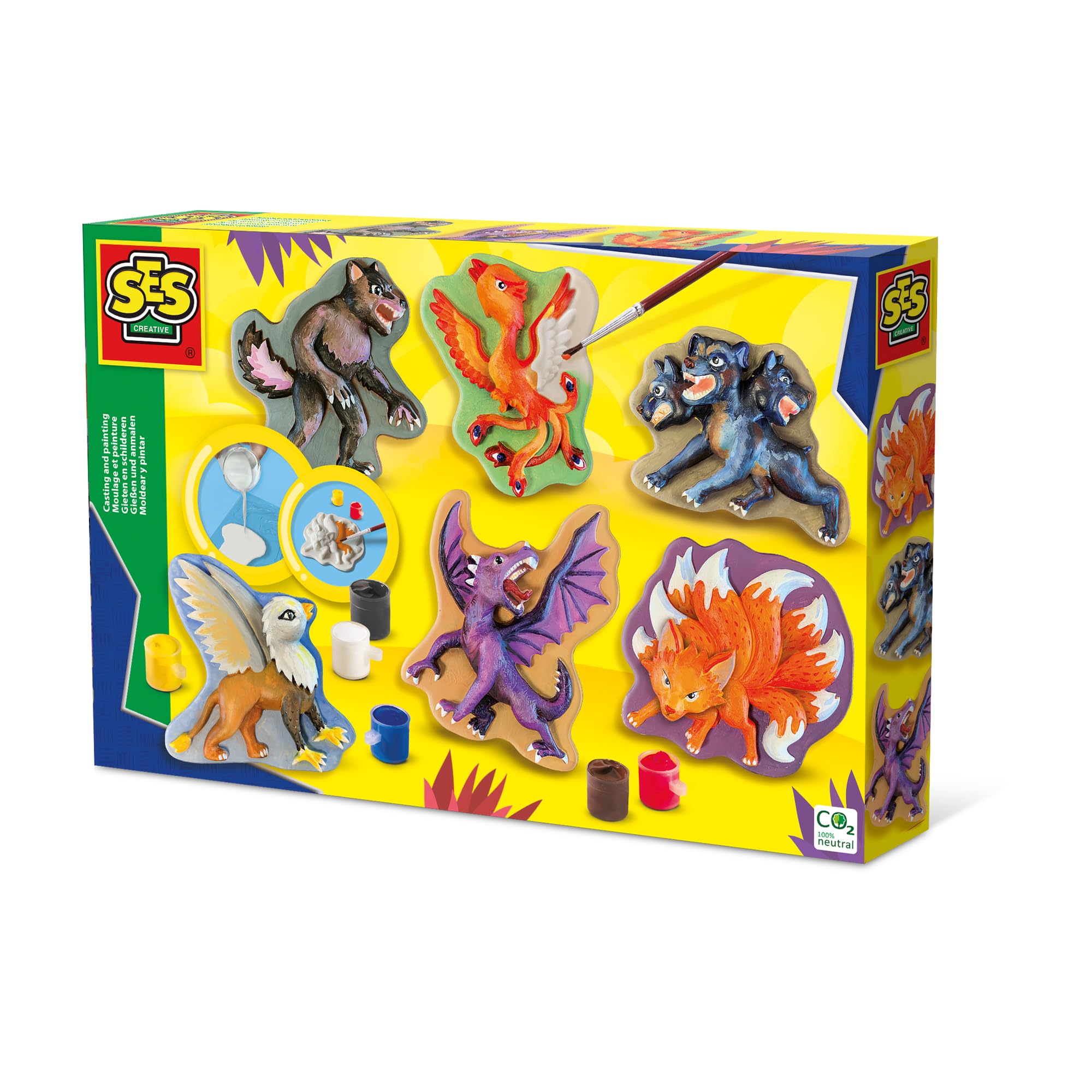 SES Creative 01404 Casting and Painting Mythical Creatures, Plaster, for Kids