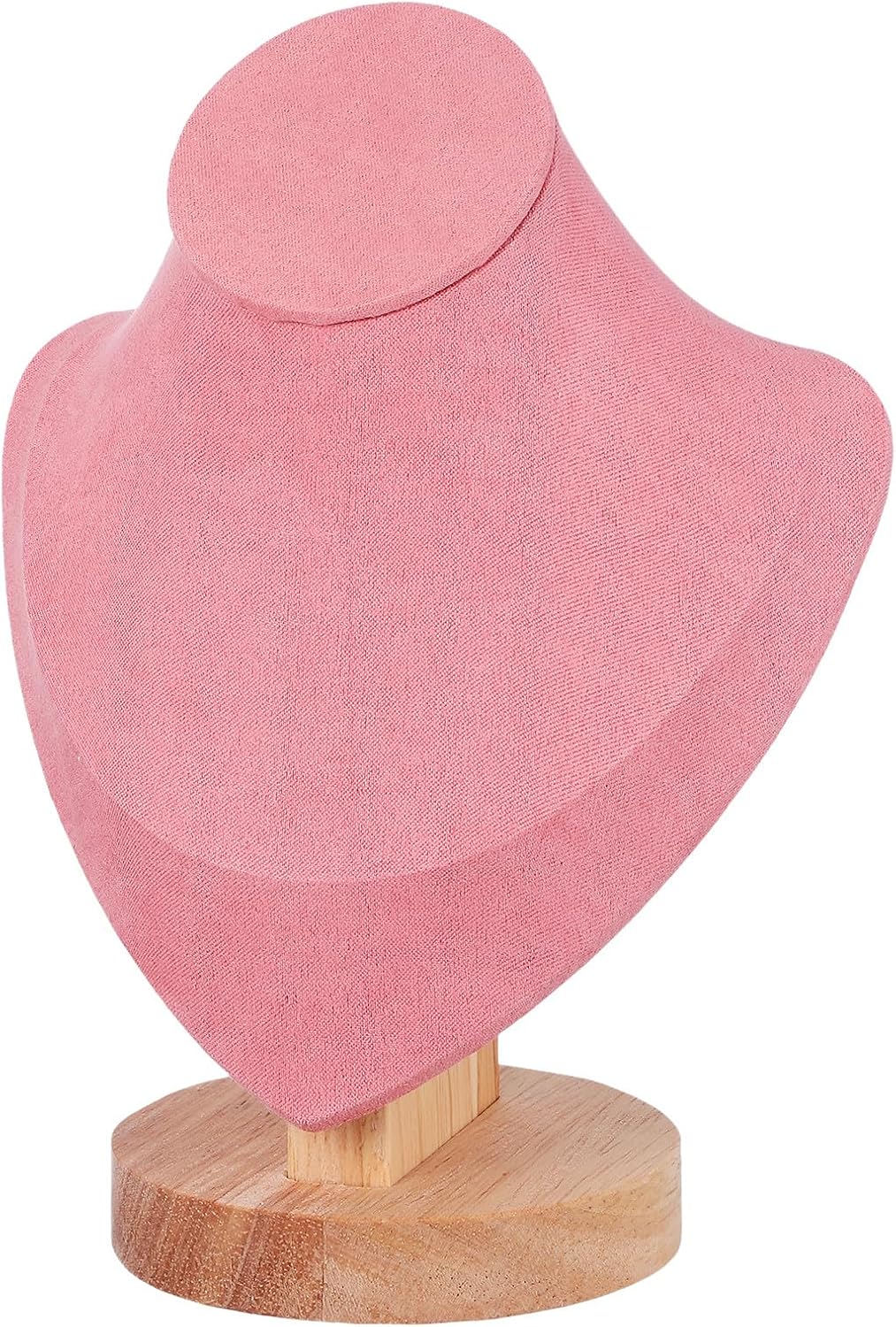 Pink Necklace Pendant Holder Mannequin Bust Jewelry Chain Organizer Stand with Wood Base for Home and Store Display Versatile Multifunctional Jewelry Holder