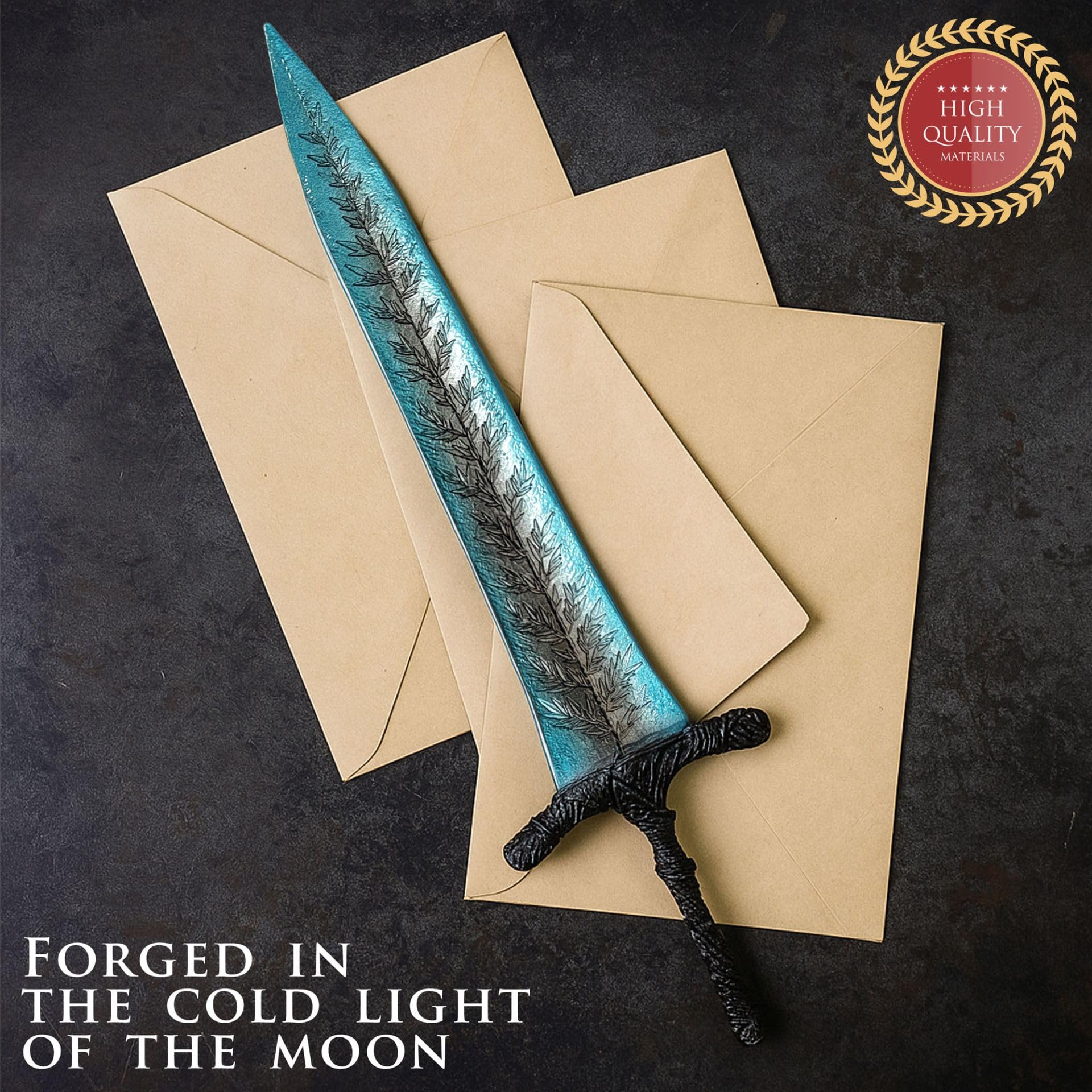 Elden Ringschwert Dark Moon Greatsword XL Brieföffner mit Ständer, Zubehör für Zuhause und Büro, Geschenk und Merchandise für Fans & Sammler