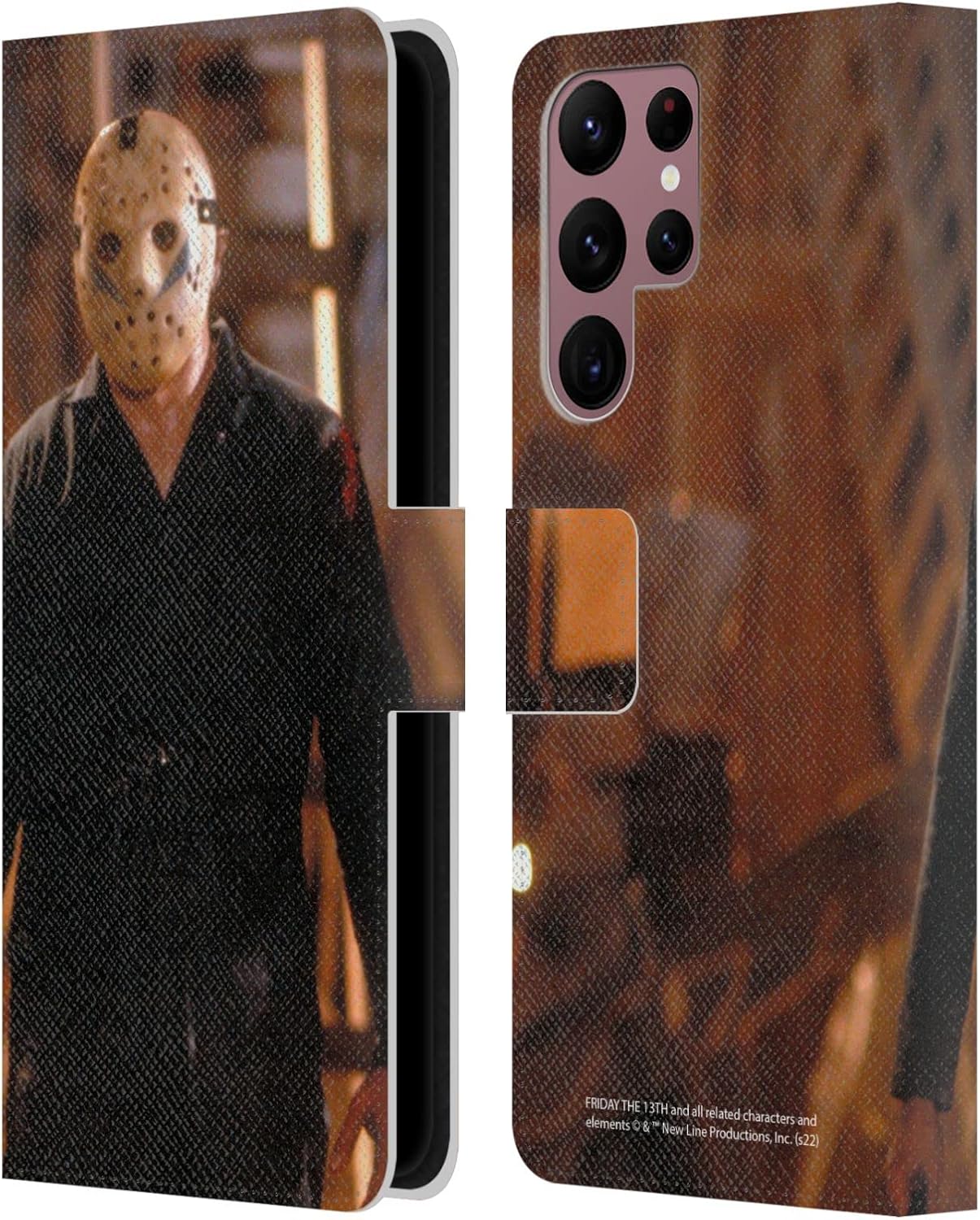 Head Case Designs Officially Licensed Friday the 13th: A New Beginning Jason Graphics Leather Wallet Case Compatible with Samsung Galaxy S22 Ultra 5G