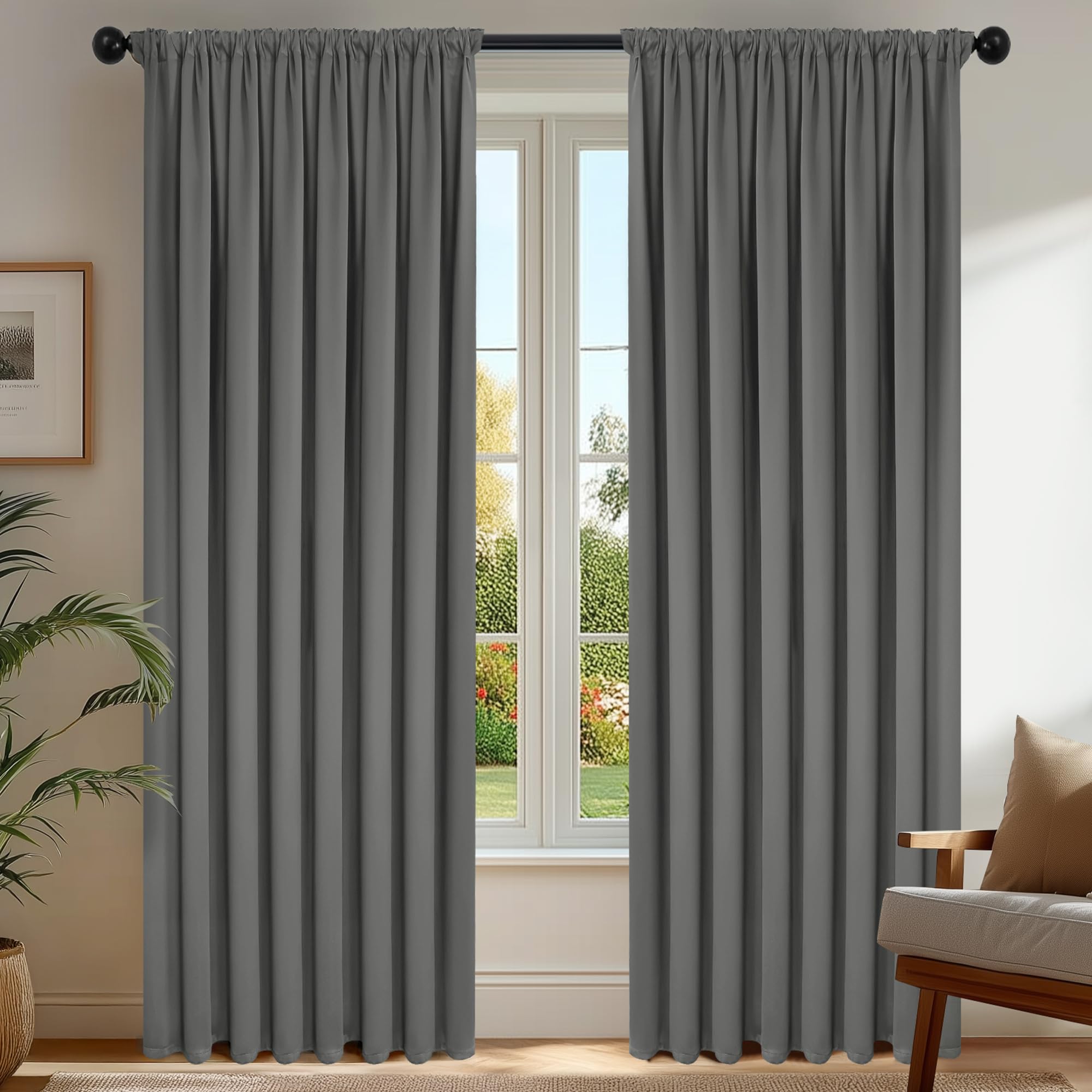 Deconovo Tende Oscuranti per Interni 140x260 cm, 2 Pezzi, Grigio Chiaro - Termiche Isolanti e Moderne con 3 Modi di Montaggio - Ideali per Finestre Camera da Letto e Soggiorno